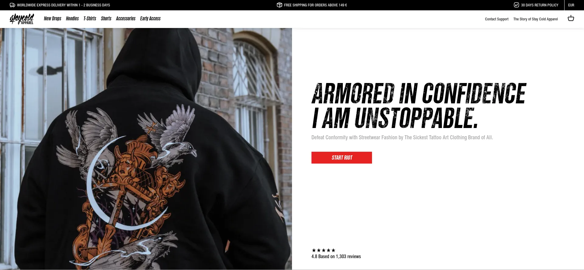 Website screenshot of Staycoldapparel.com