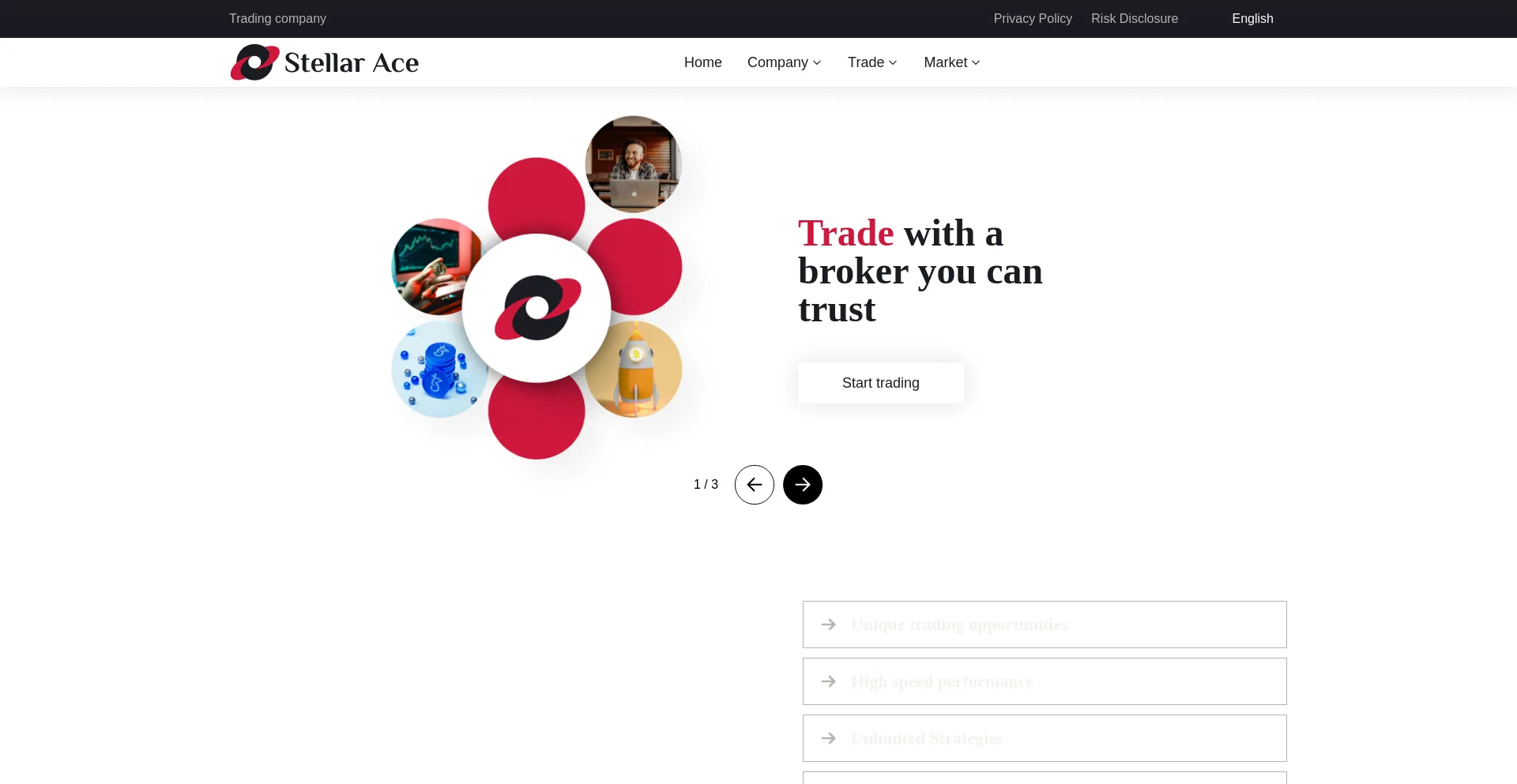 Website screenshot of Stellar-ace.net
