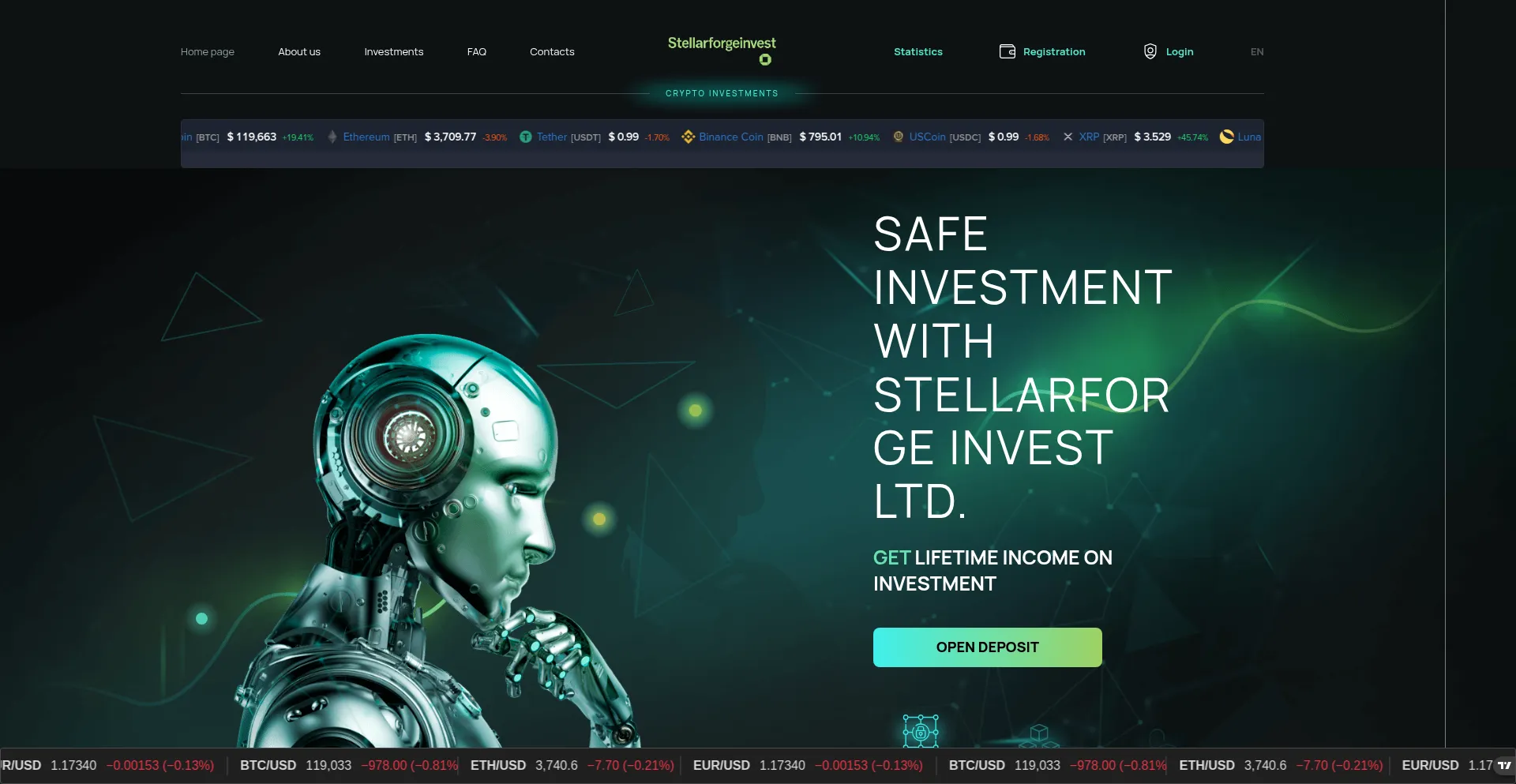 Website screenshot of Stellarforgeinvestltd.com