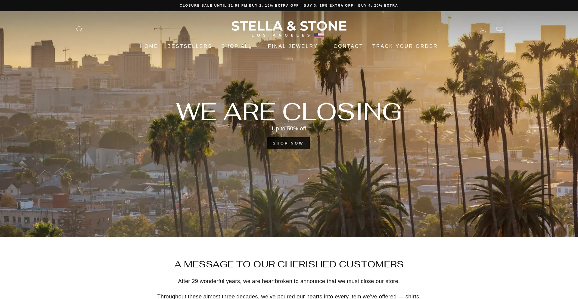 Website screenshot of Stellastone-attire.com