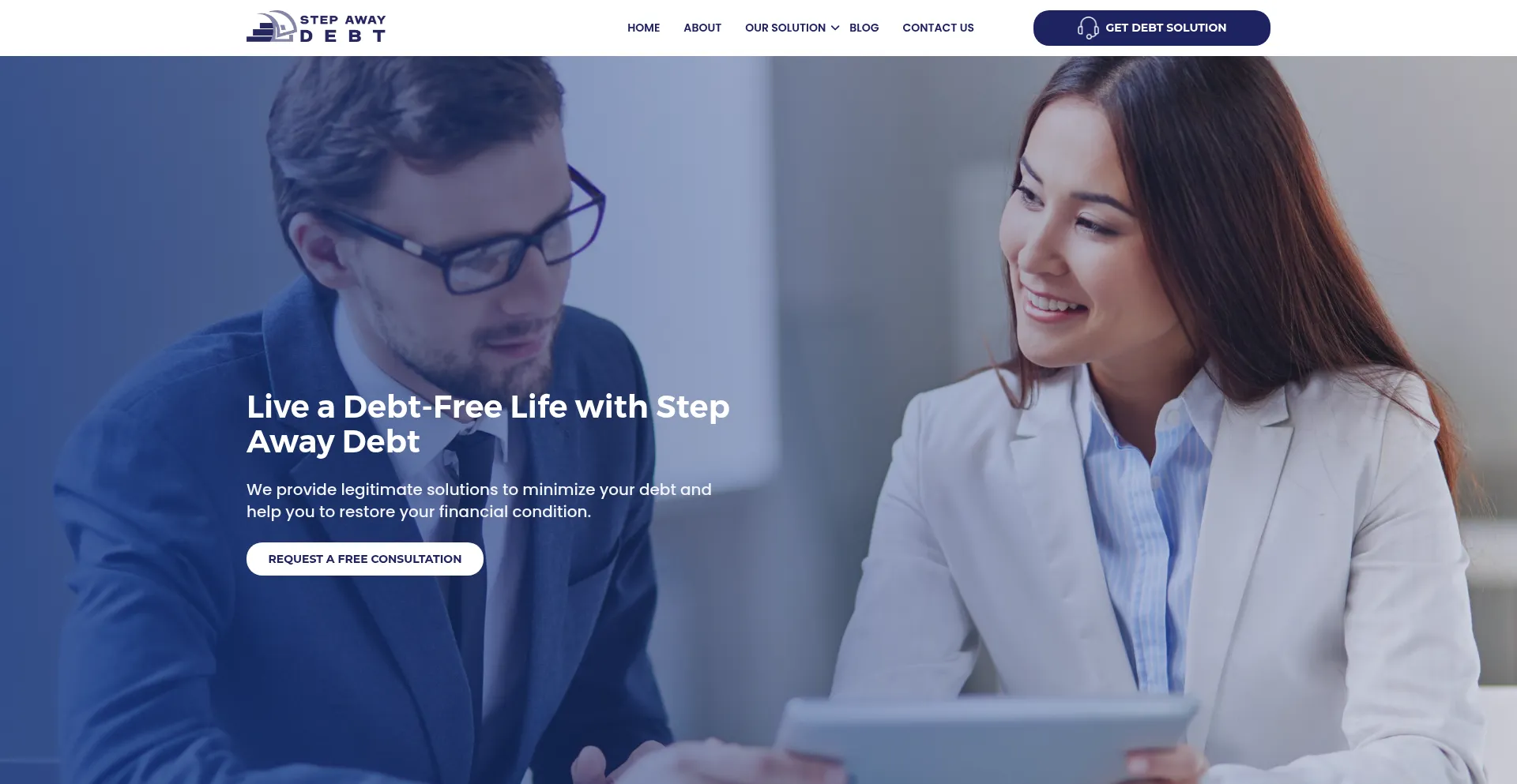 Website screenshot of Stepawaydebt.com