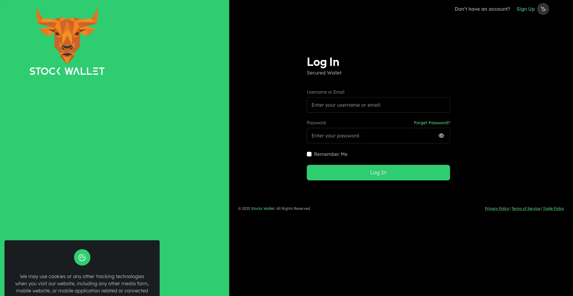 Website screenshot of Stockwallex.xyz
