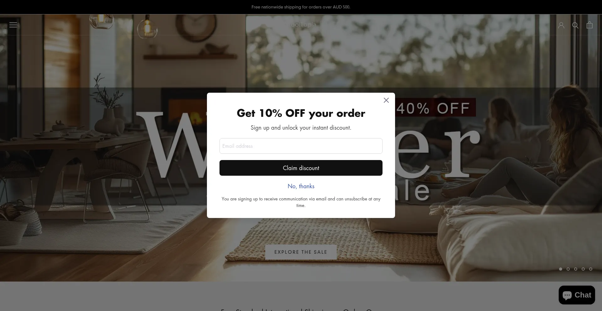 Website screenshot of Stooltopia.com