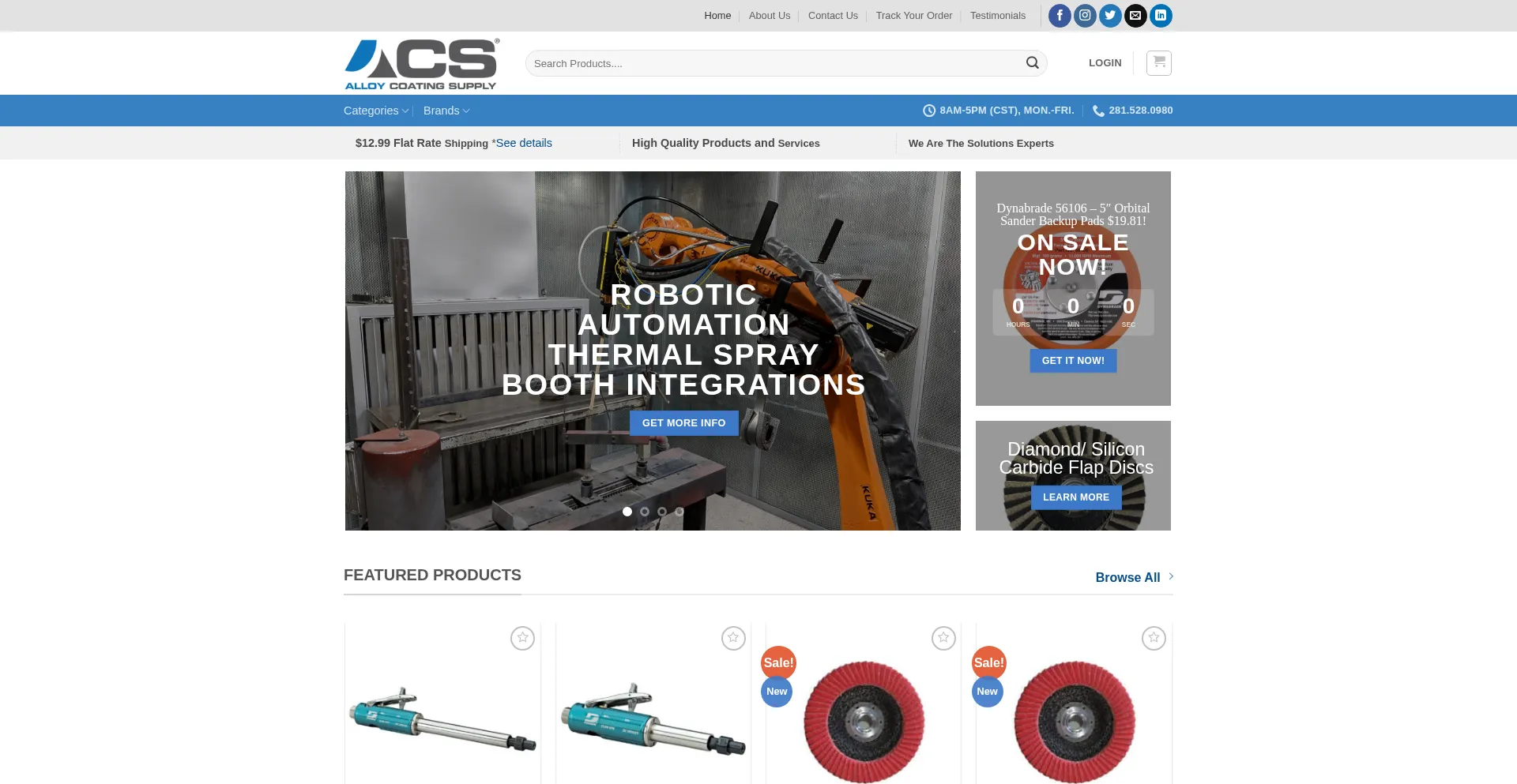 Website screenshot of Store.alloycoatingsupply.com