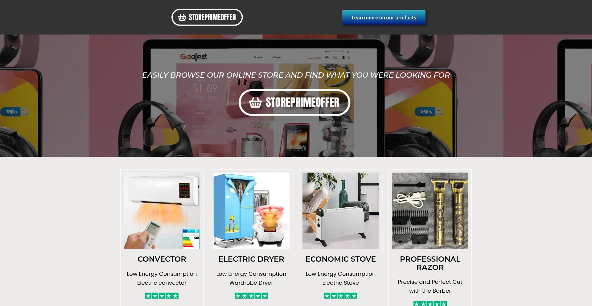 Website screenshot of Storeprimeoffer.com