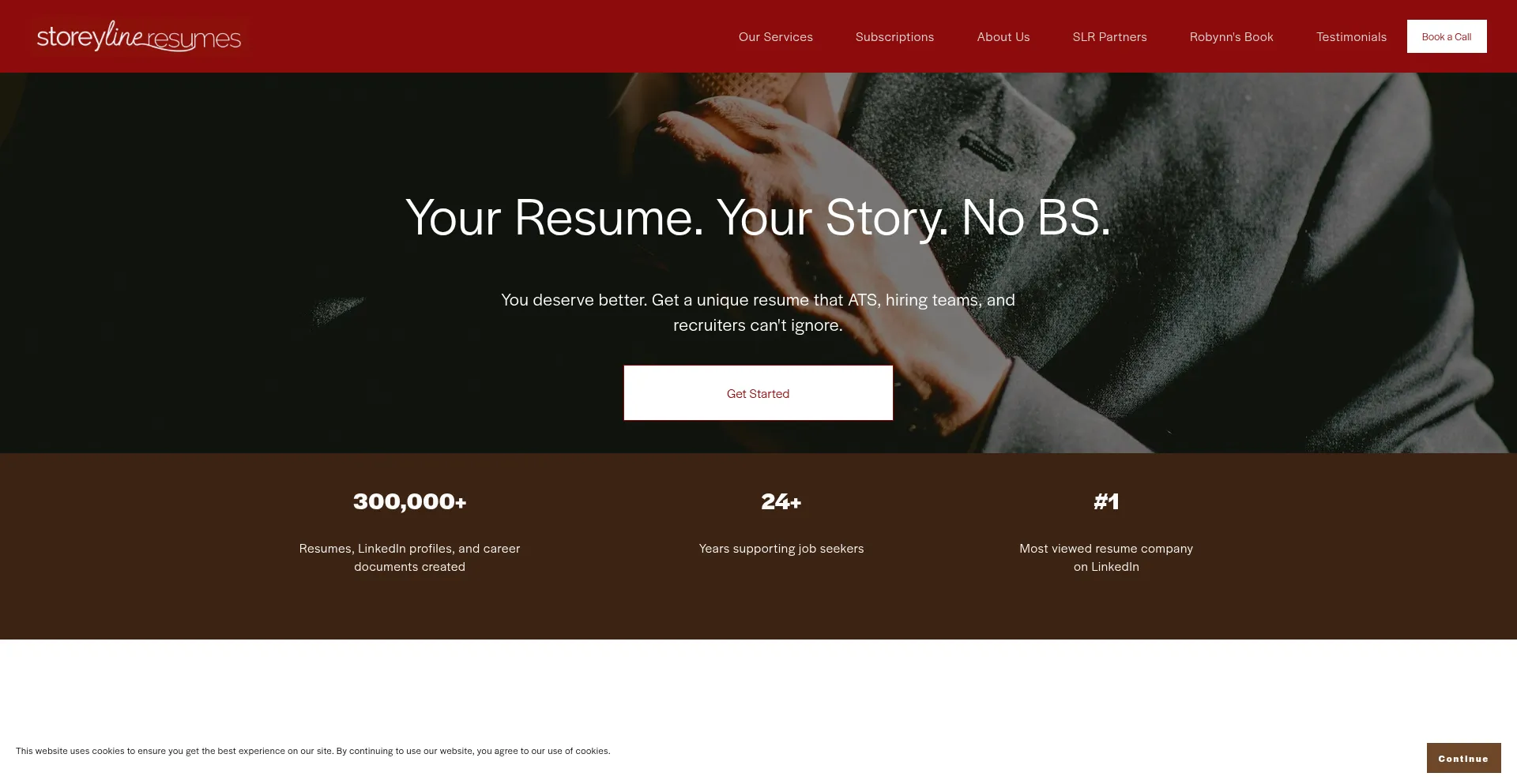 Website screenshot of Storeylineresumes.com
