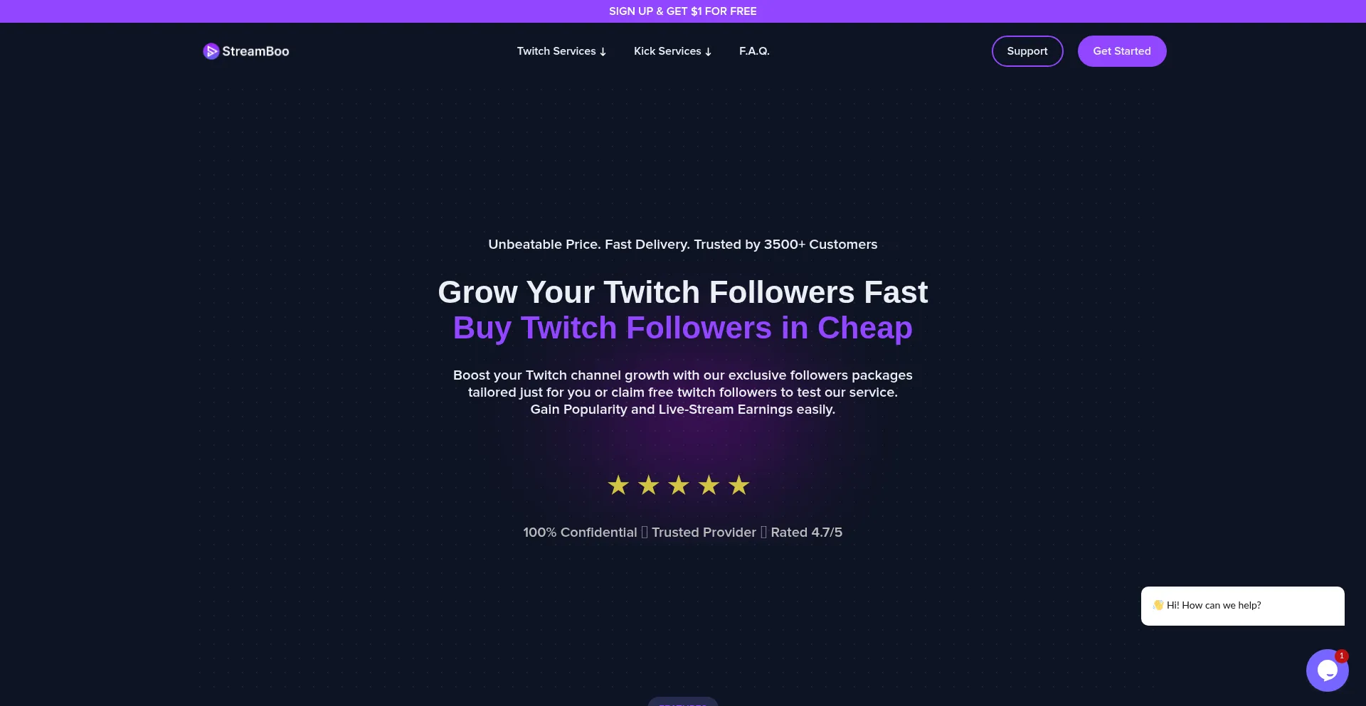 Website screenshot of Streamboo.org