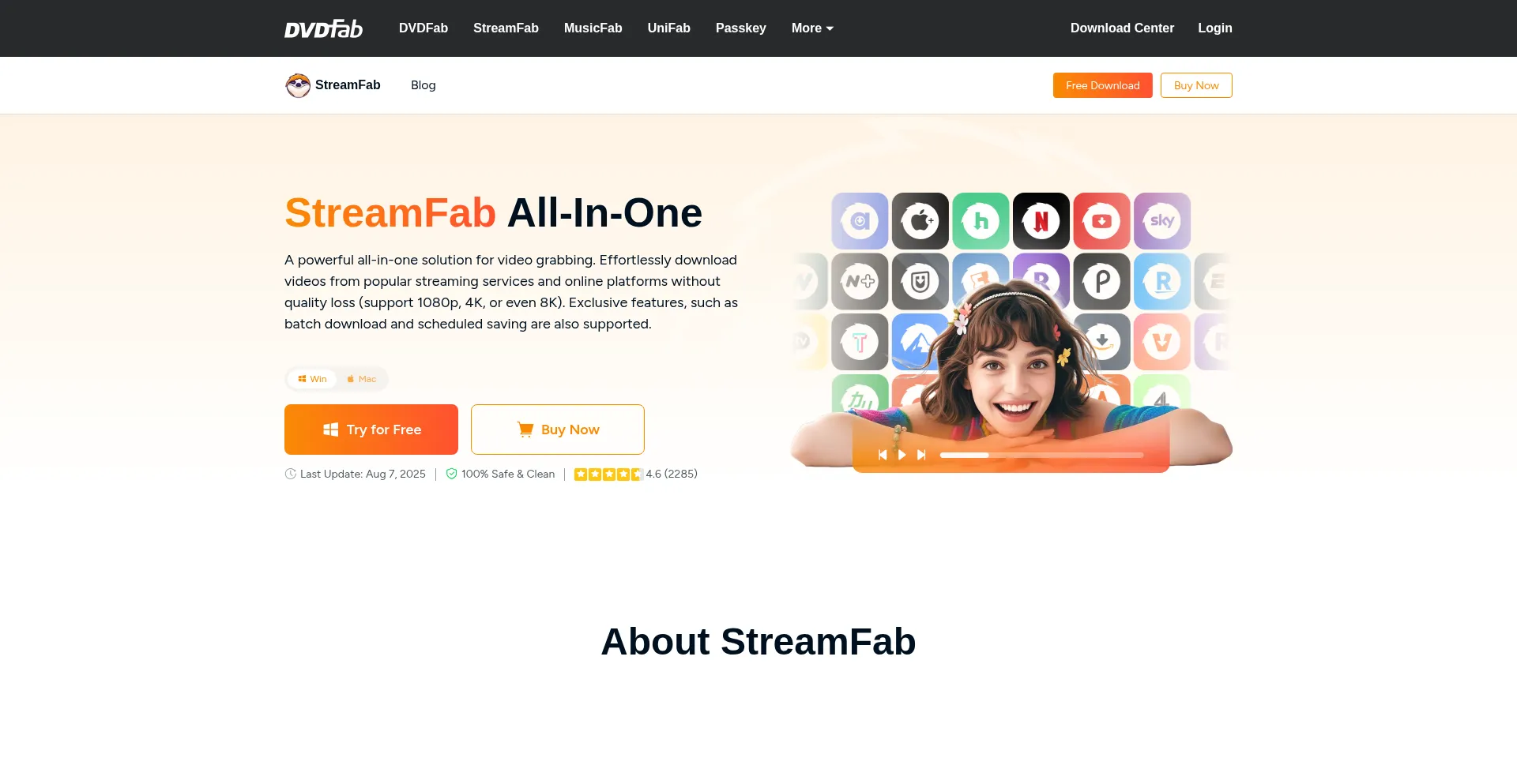 Website screenshot of Streamfab.dvdfab.cn
