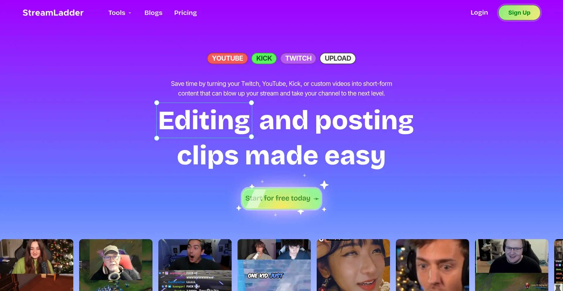 Website screenshot of Streamladder.com
