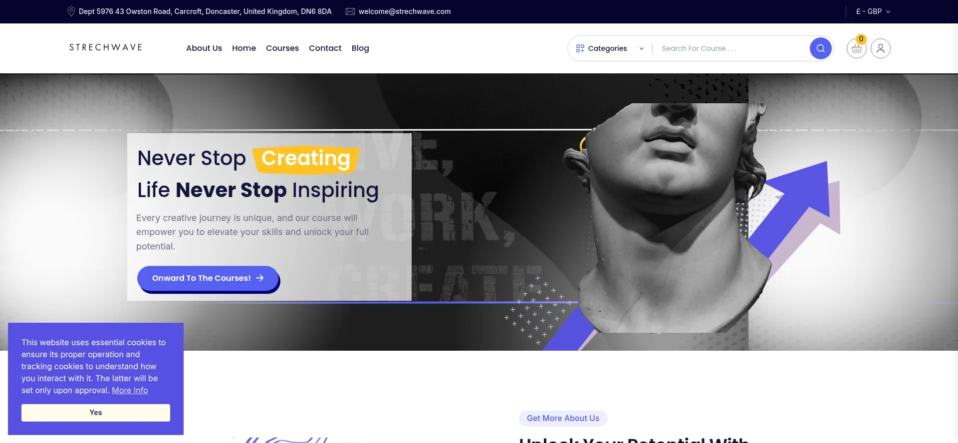 Website screenshot of Strechwave.com