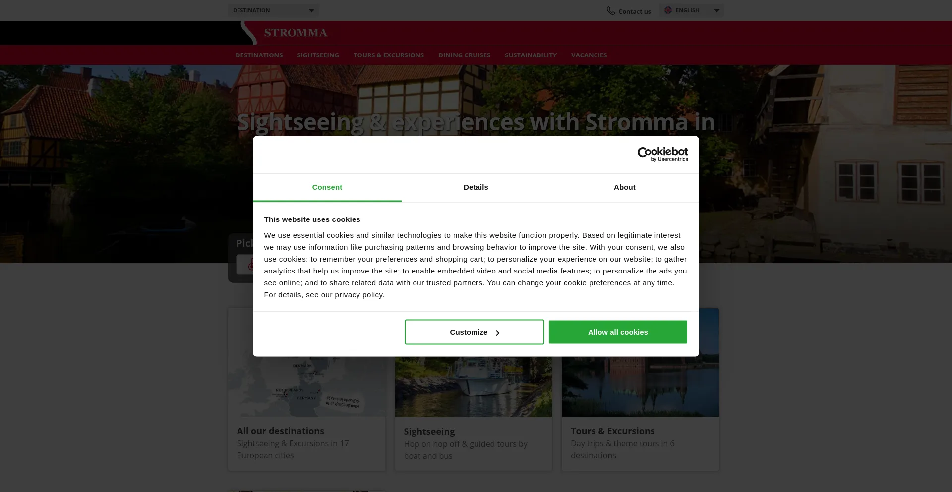 Website screenshot of Stromma.com