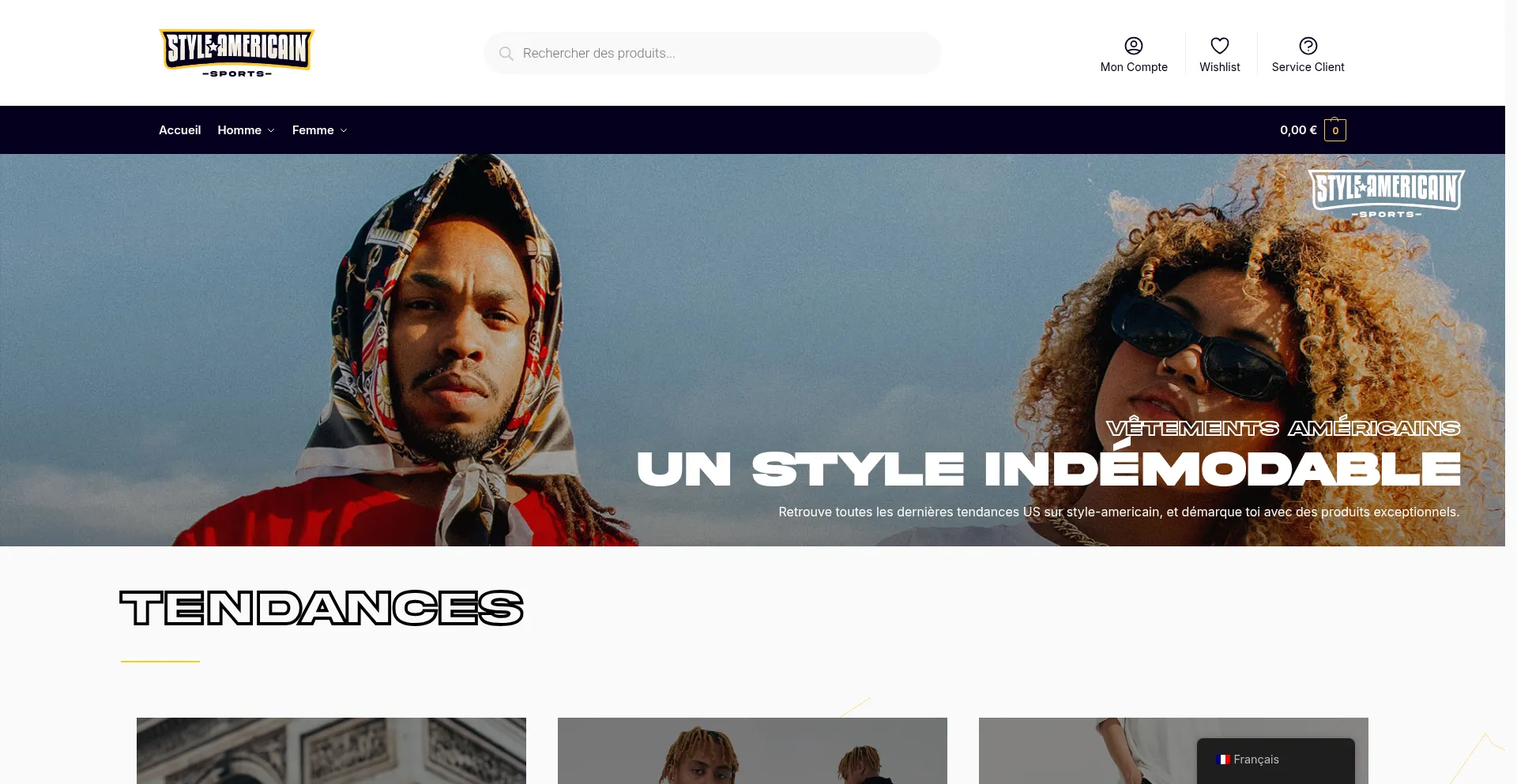 Website screenshot of Style-americain.com