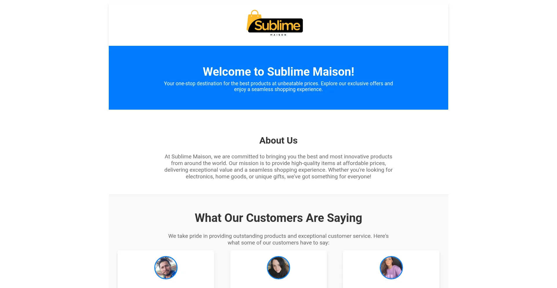 Website screenshot of Sublimemaison.com
