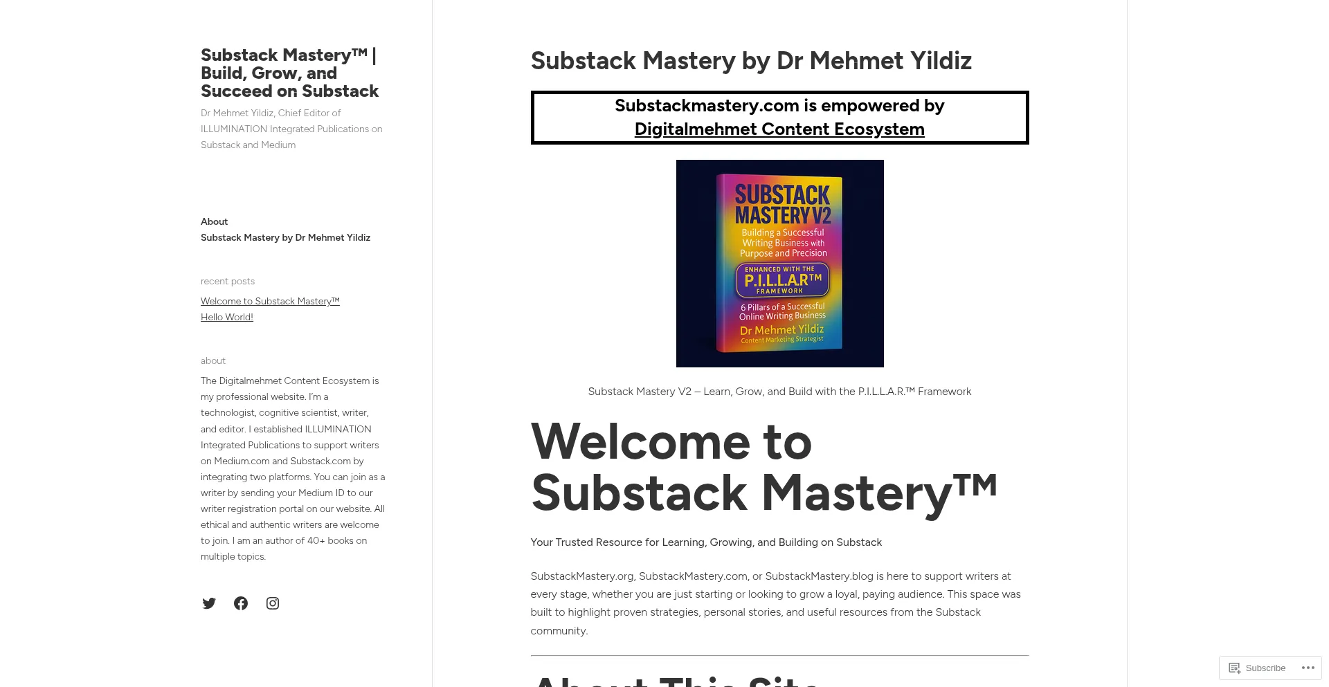 Website screenshot of Substackmastery.org