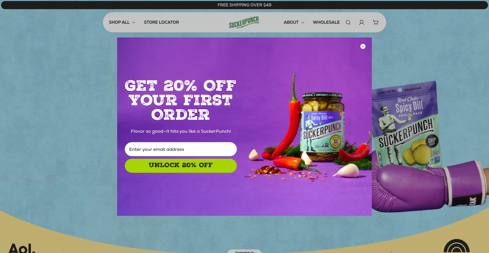 Website screenshot of Suckerpunchpickles.com