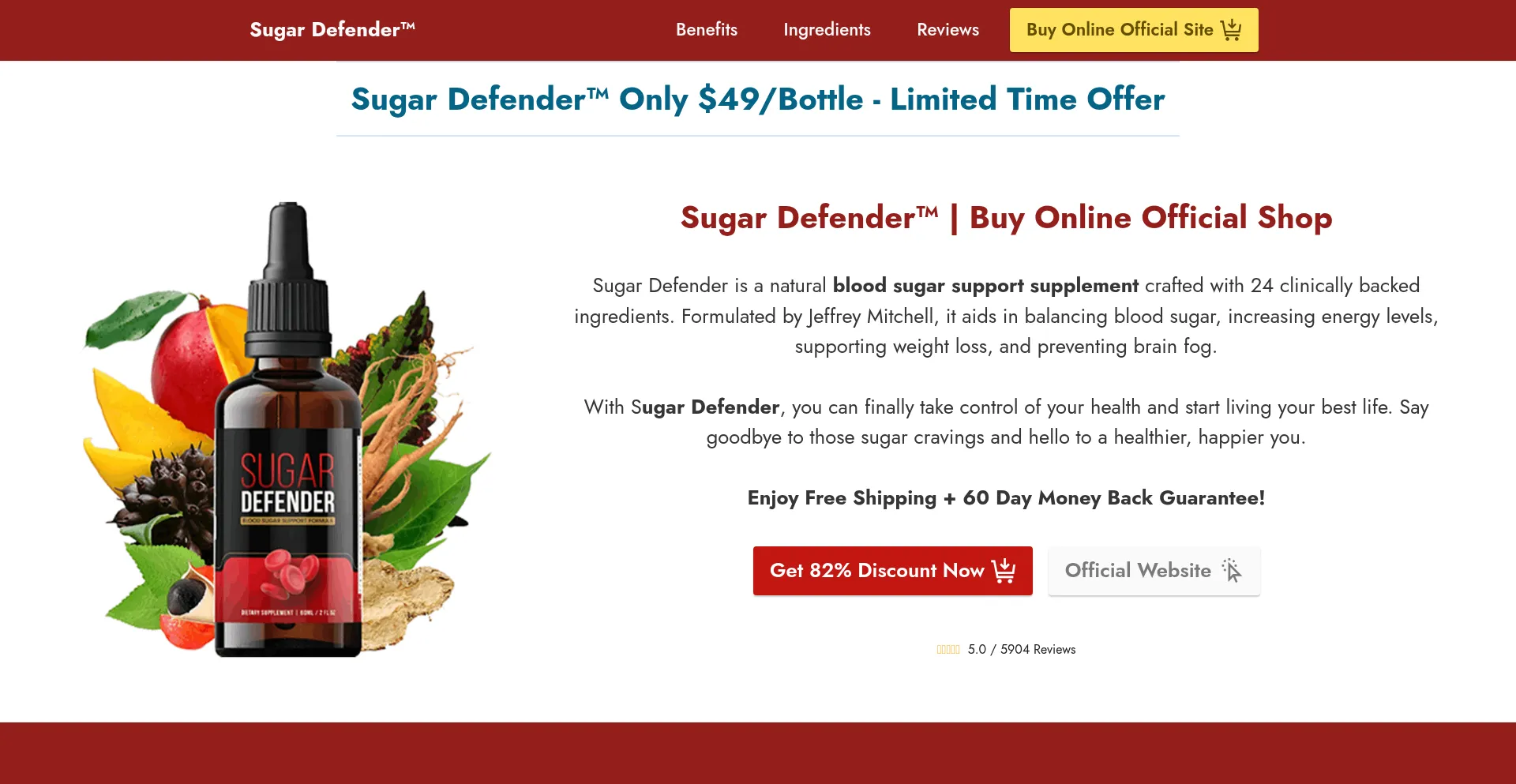 Website screenshot of Sugardefenderea.com