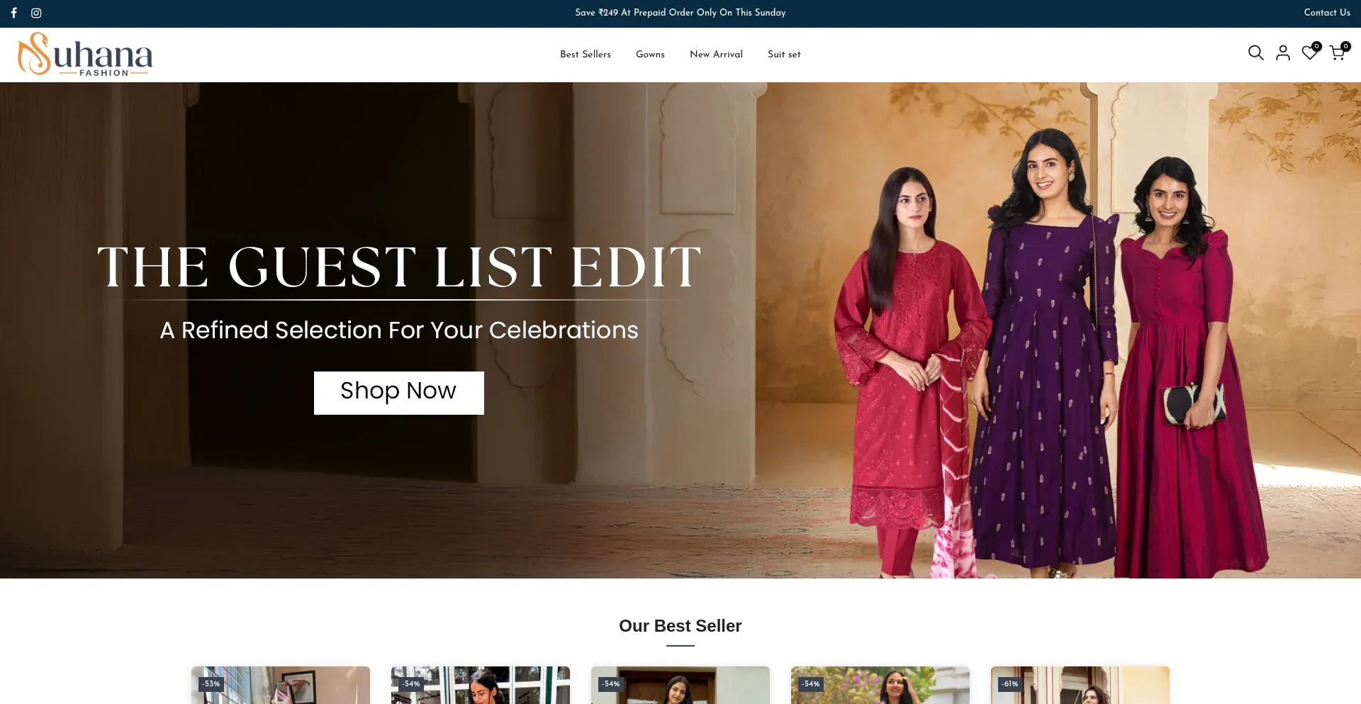 Website screenshot of Suhanafashion.com