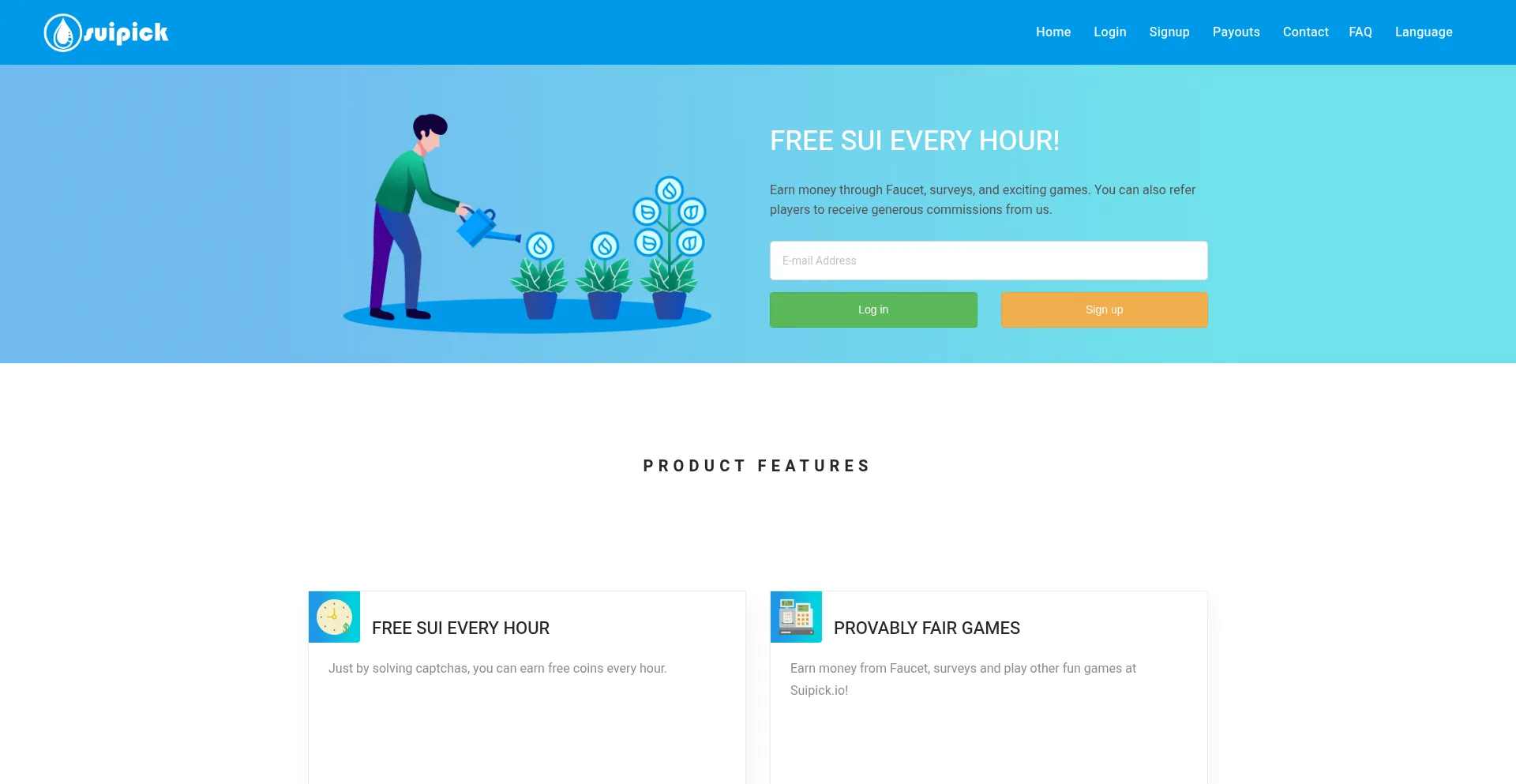 Website screenshot of Suipick.io