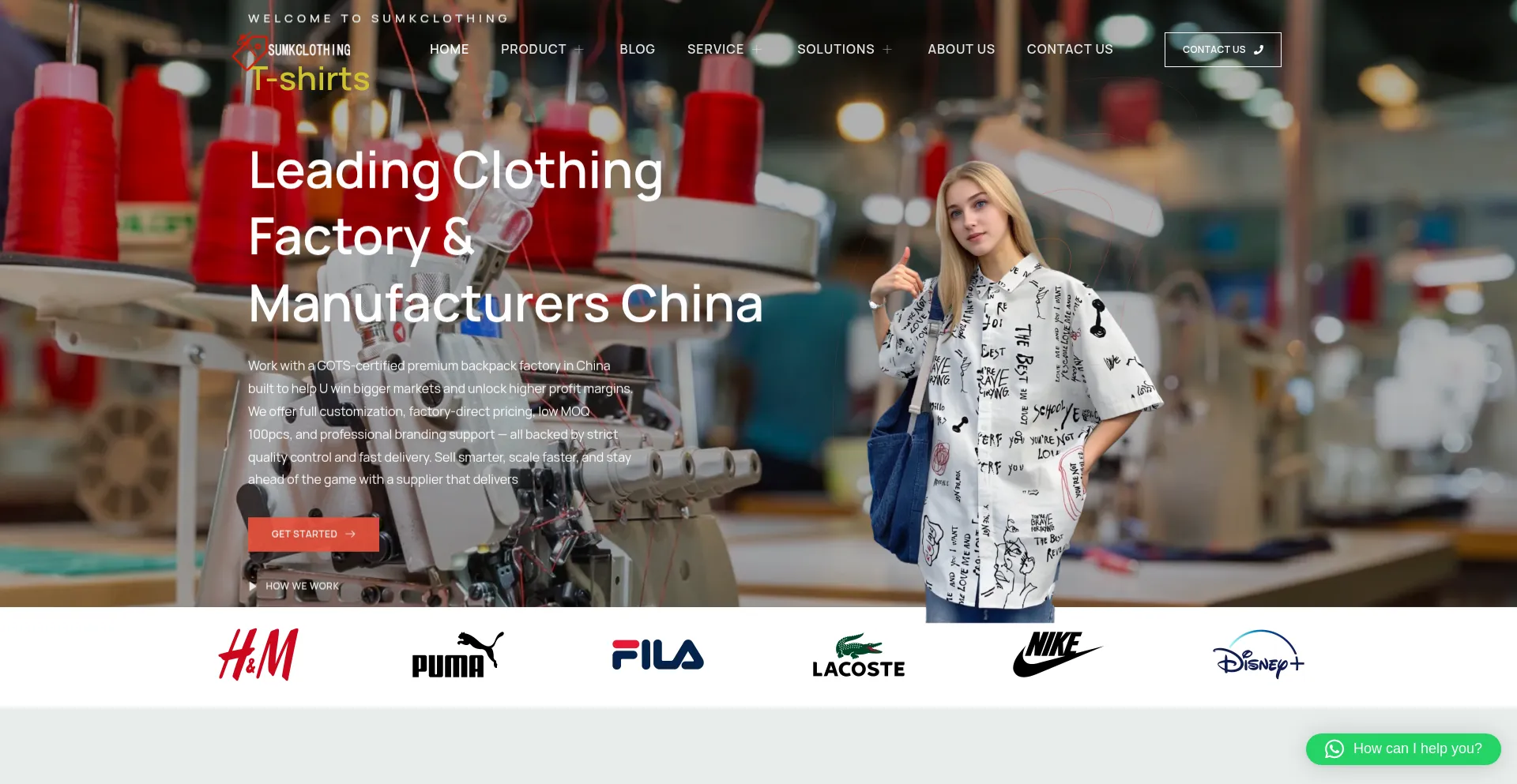 Website screenshot of Sumkclothing.com