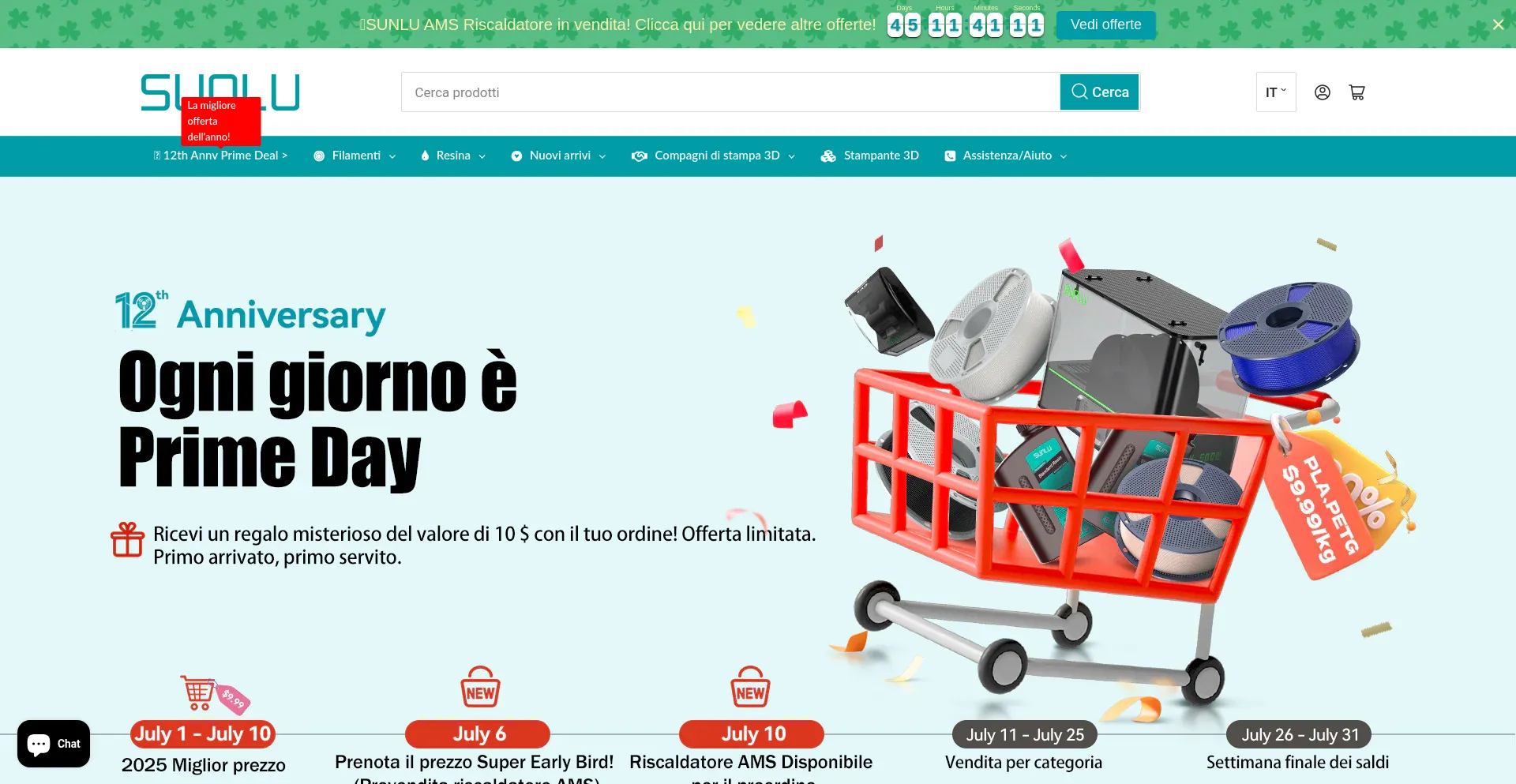 Website screenshot of Sunlu.it