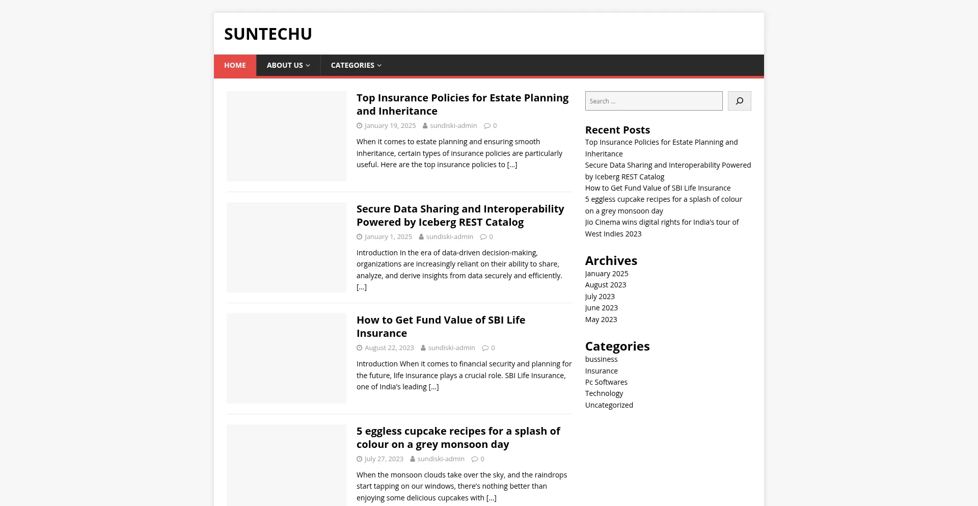 Website screenshot of Suntechu.in