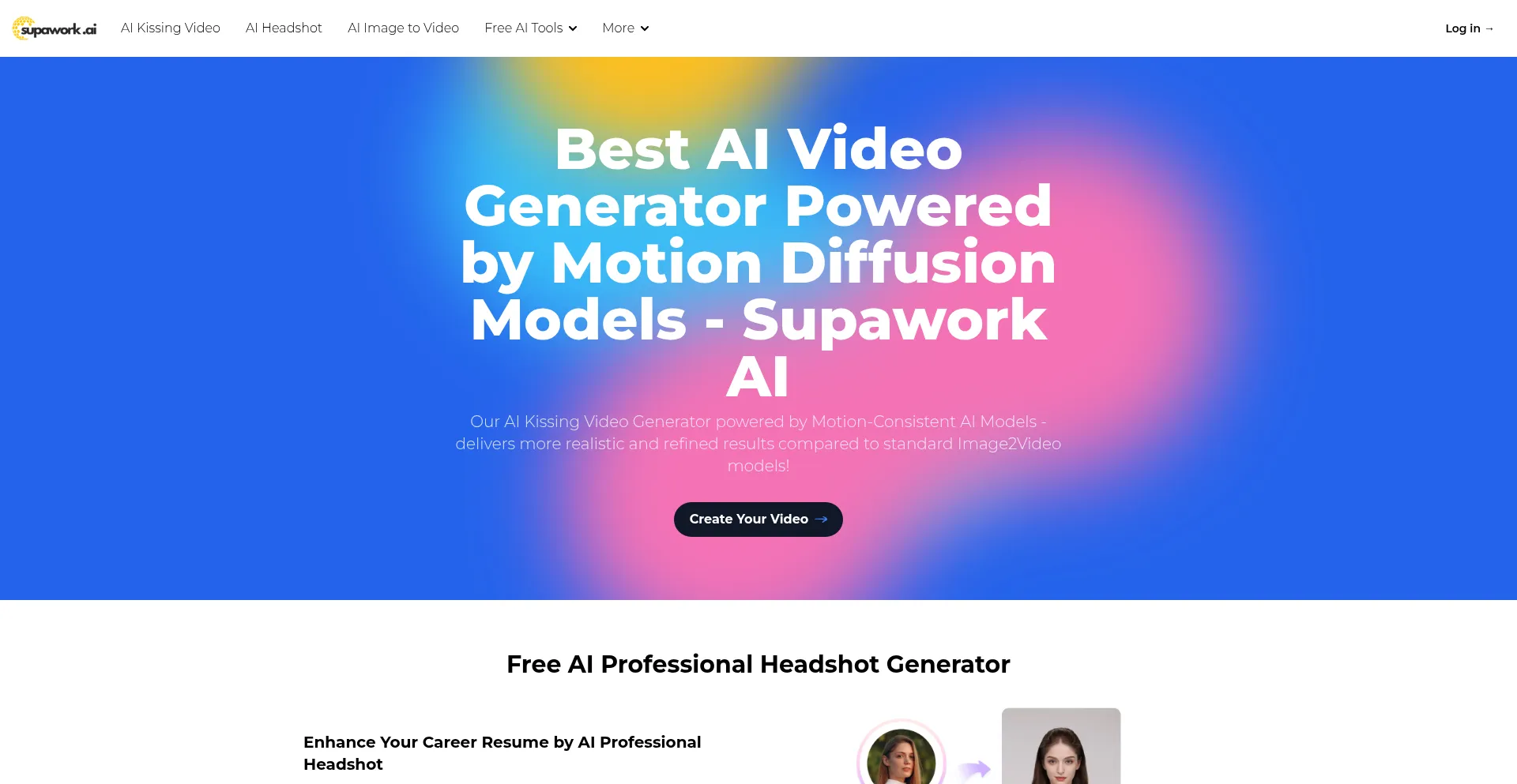 Website screenshot of Supawork.ai