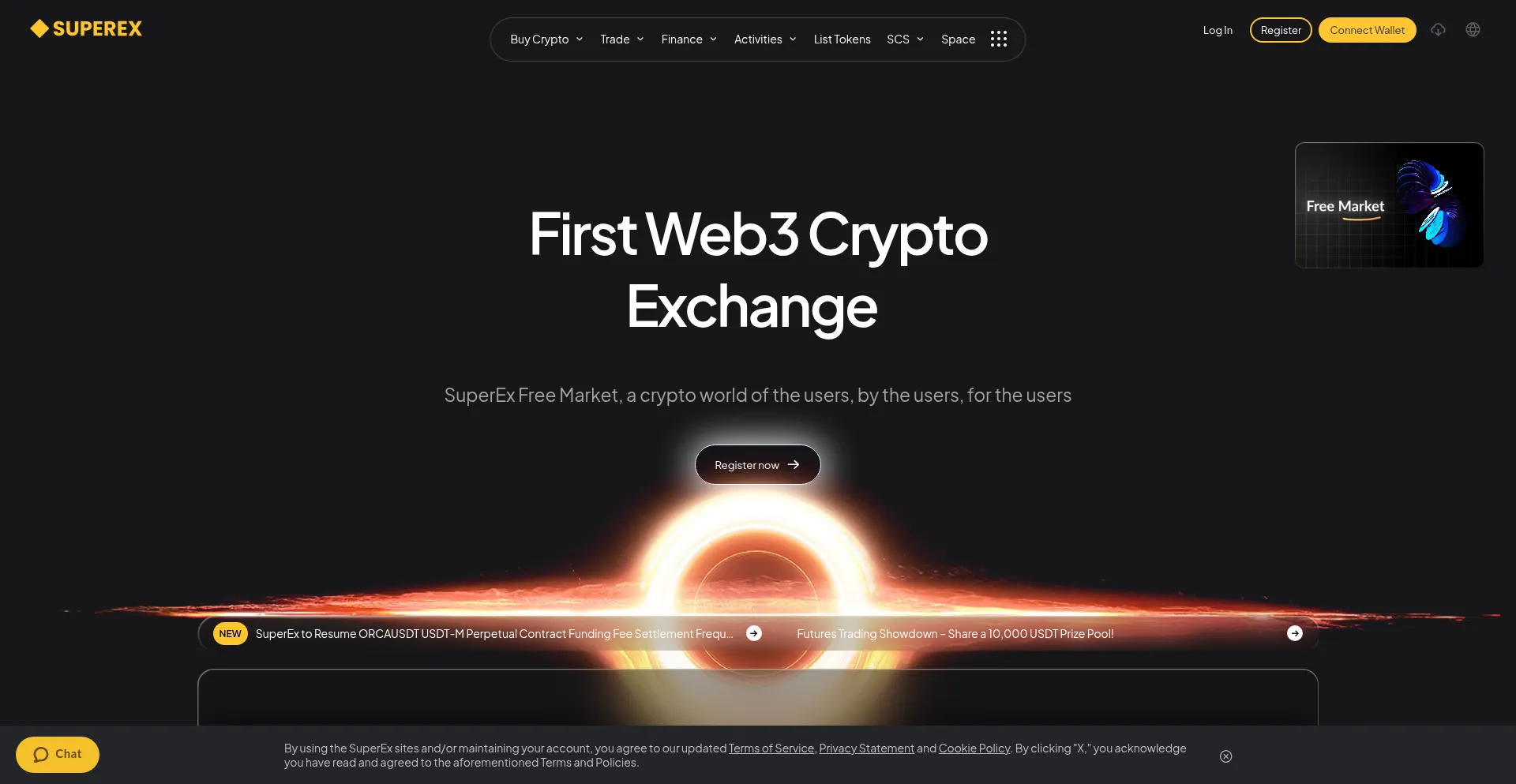 Website screenshot of Superex.live