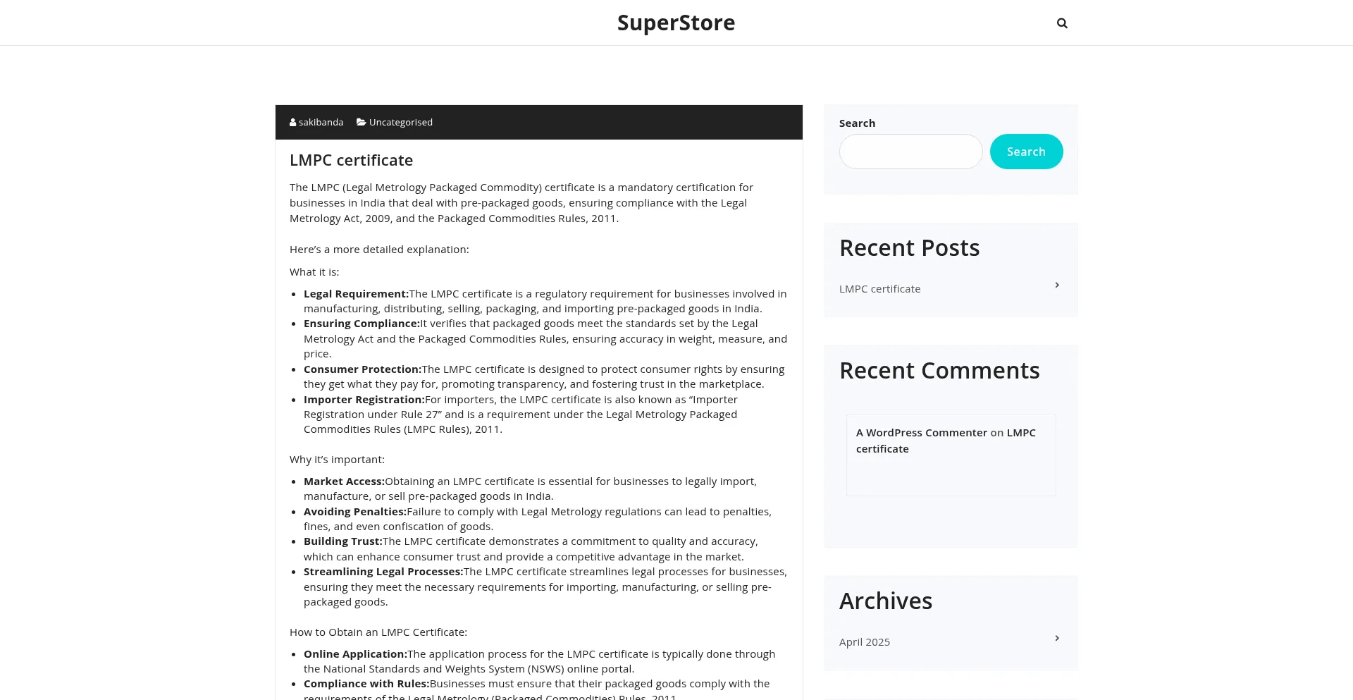 Website screenshot of Superstore.work