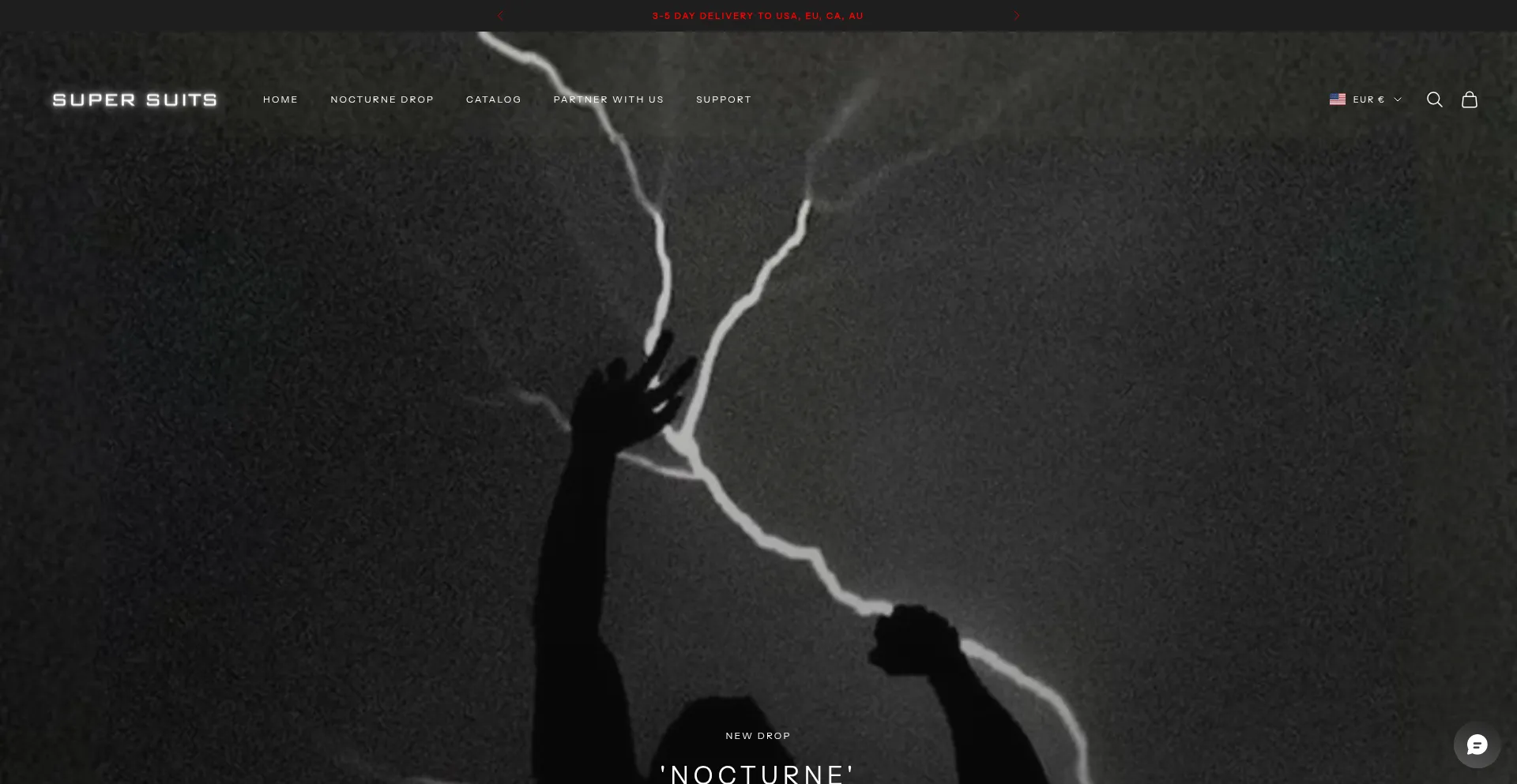 Website screenshot of Supersuits.co