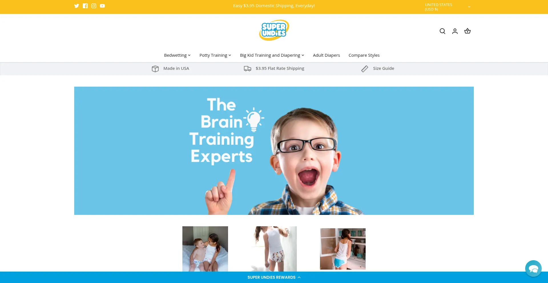 Website screenshot of Superundies.com