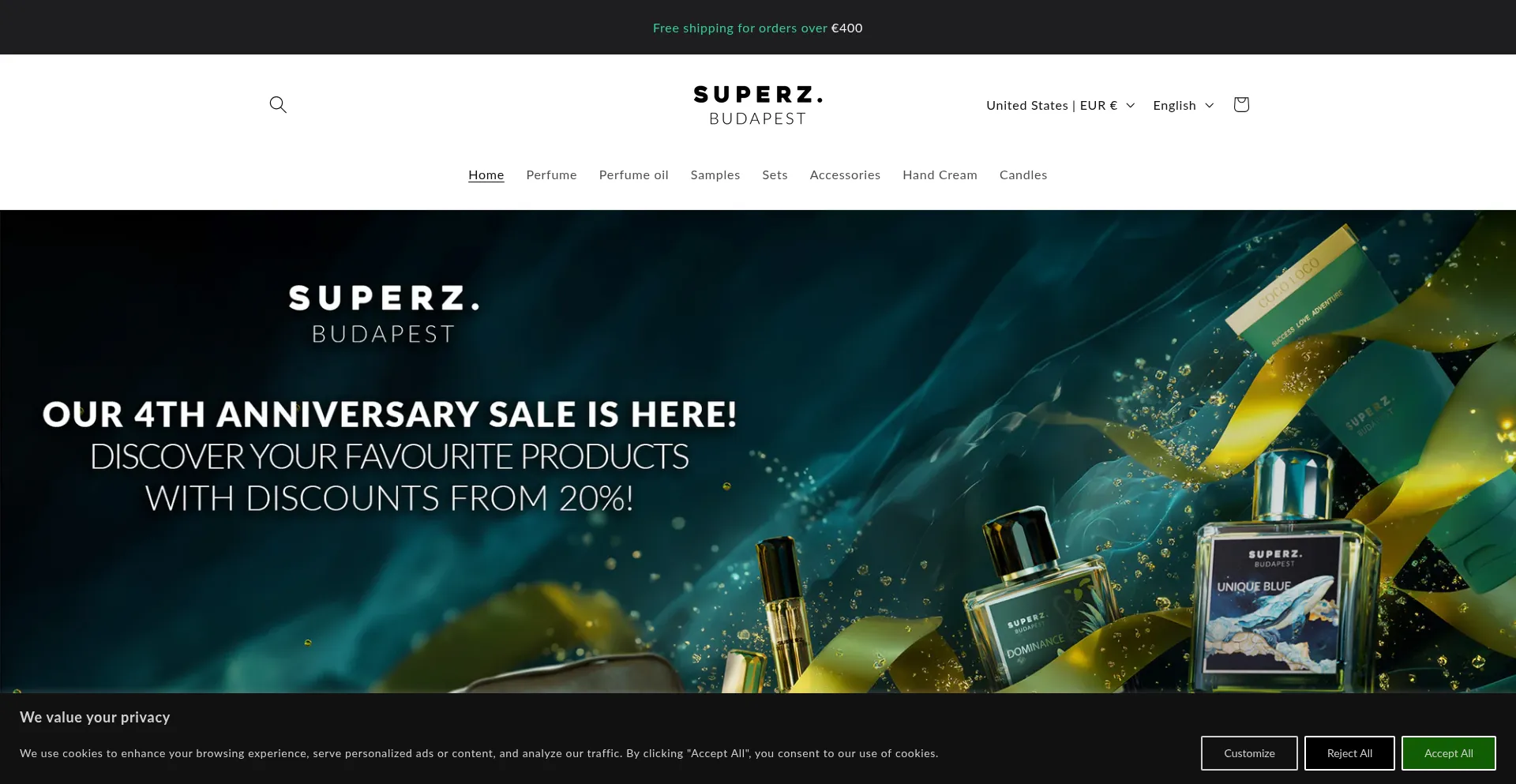 Website screenshot of Superz.com