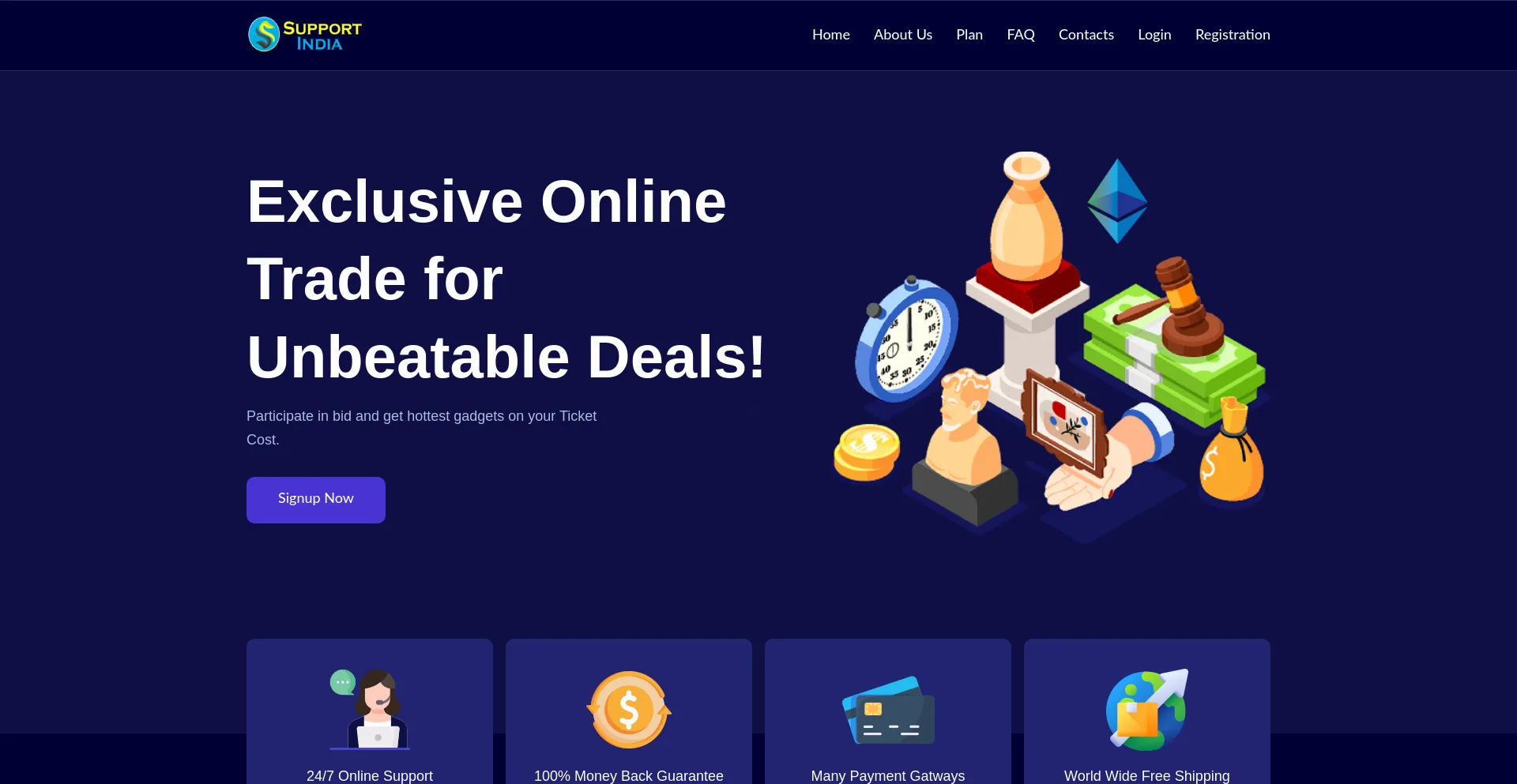 Website screenshot of Supportindia.live