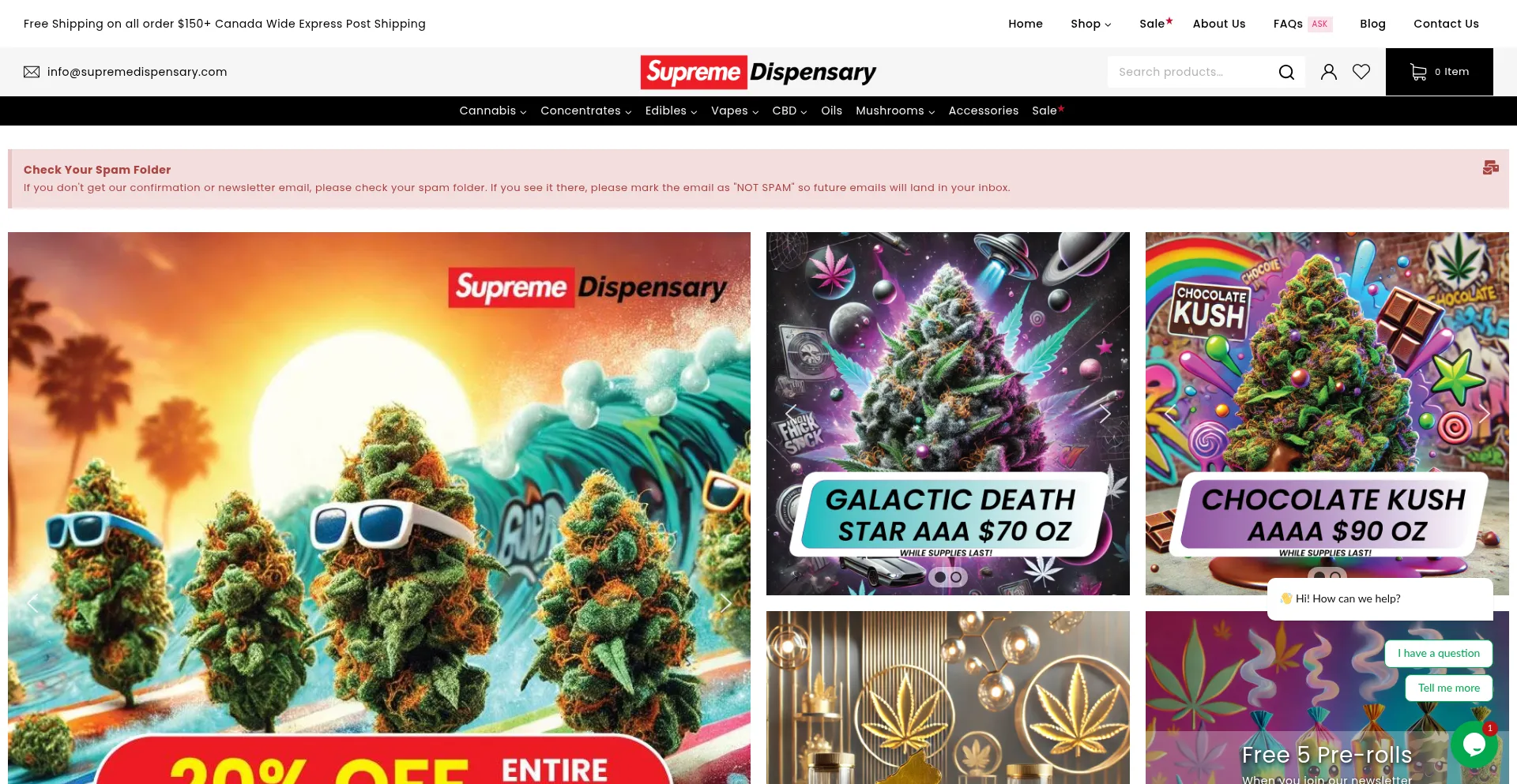Website screenshot of Supremedispensary.com