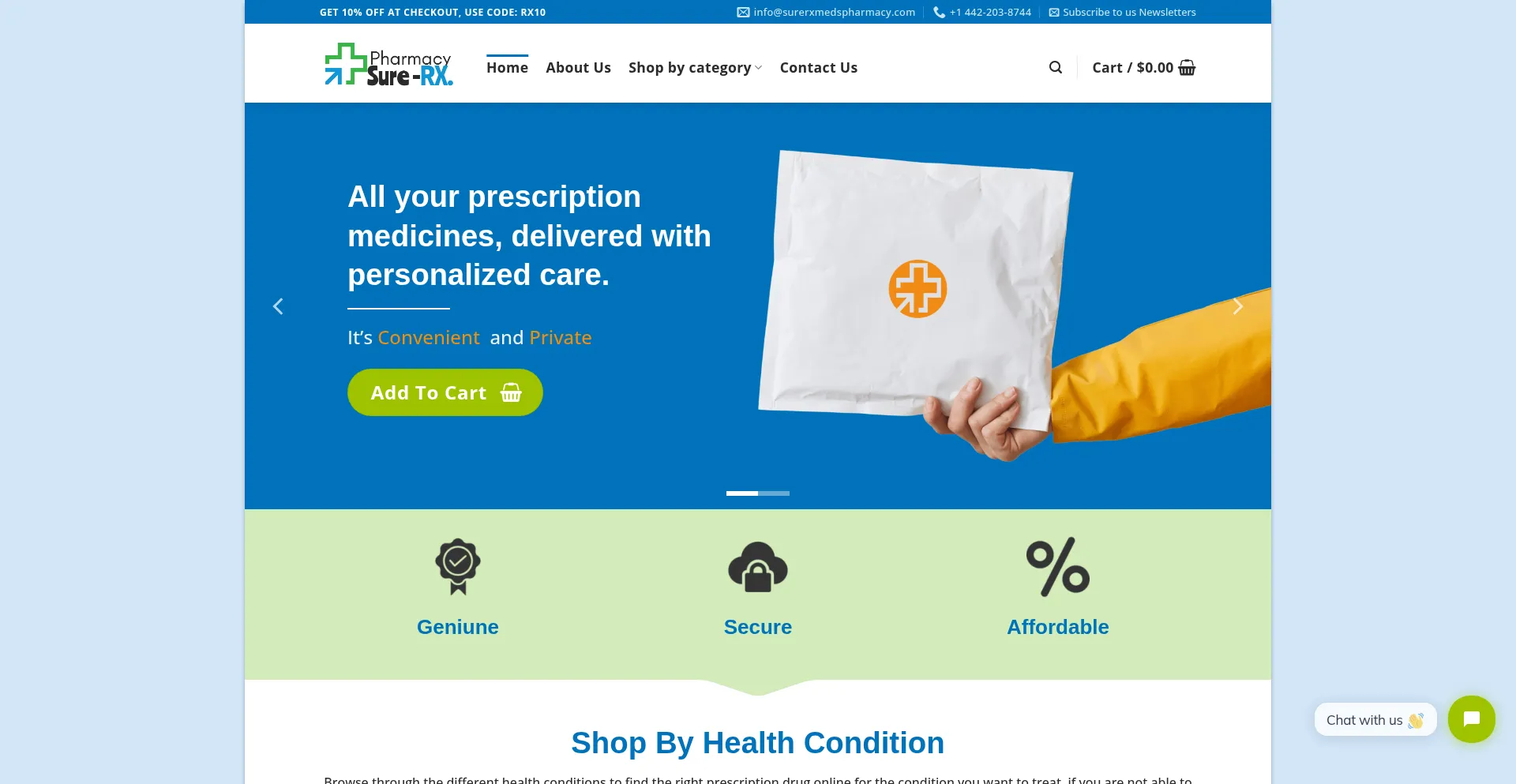 Website screenshot of Surerxmed.com