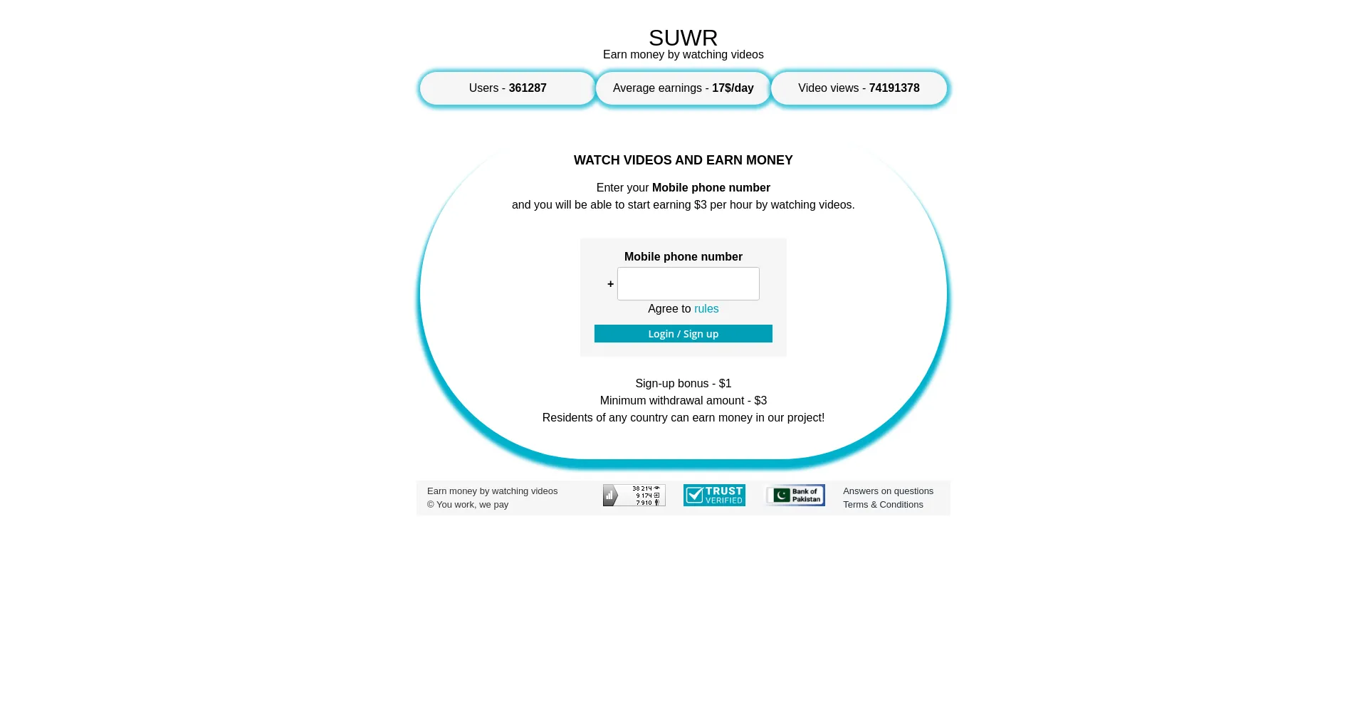 Website screenshot of Suwr.pw