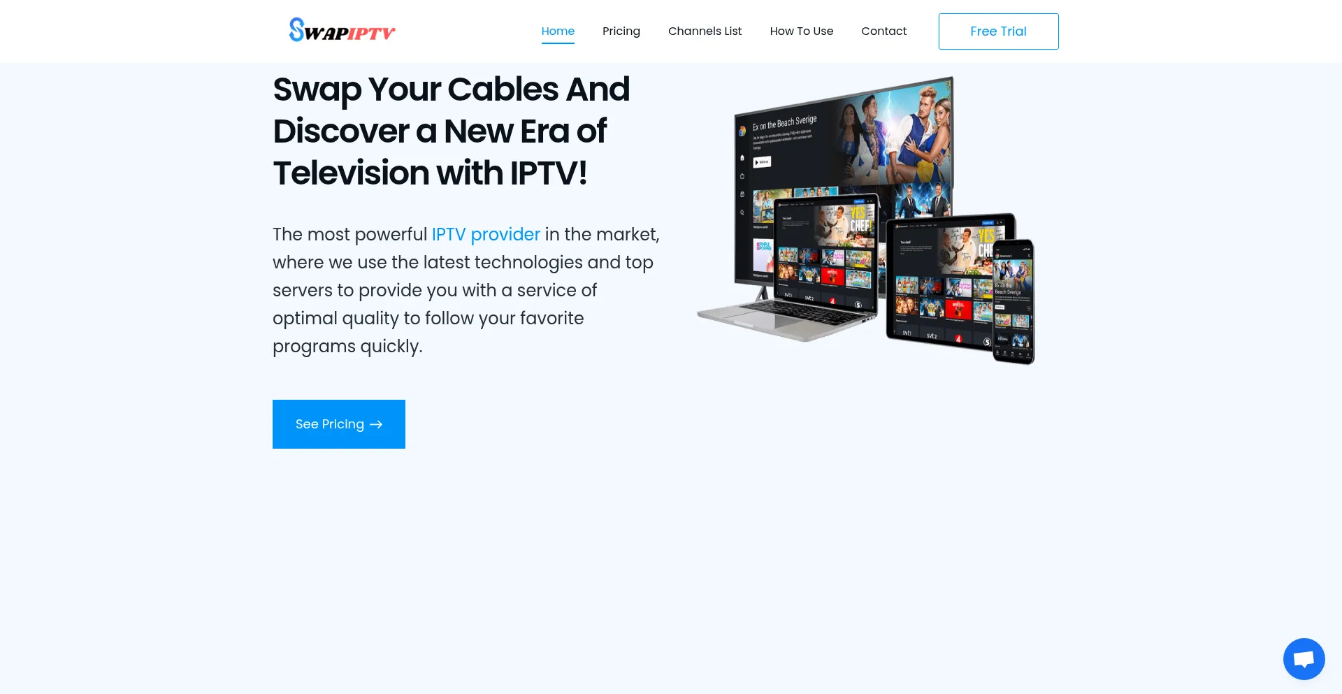 Website screenshot of Swapiptv.com