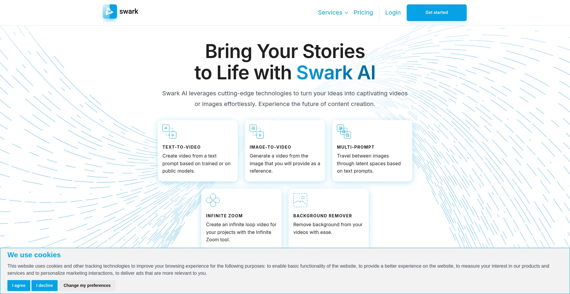 Website screenshot of Swark.ai
