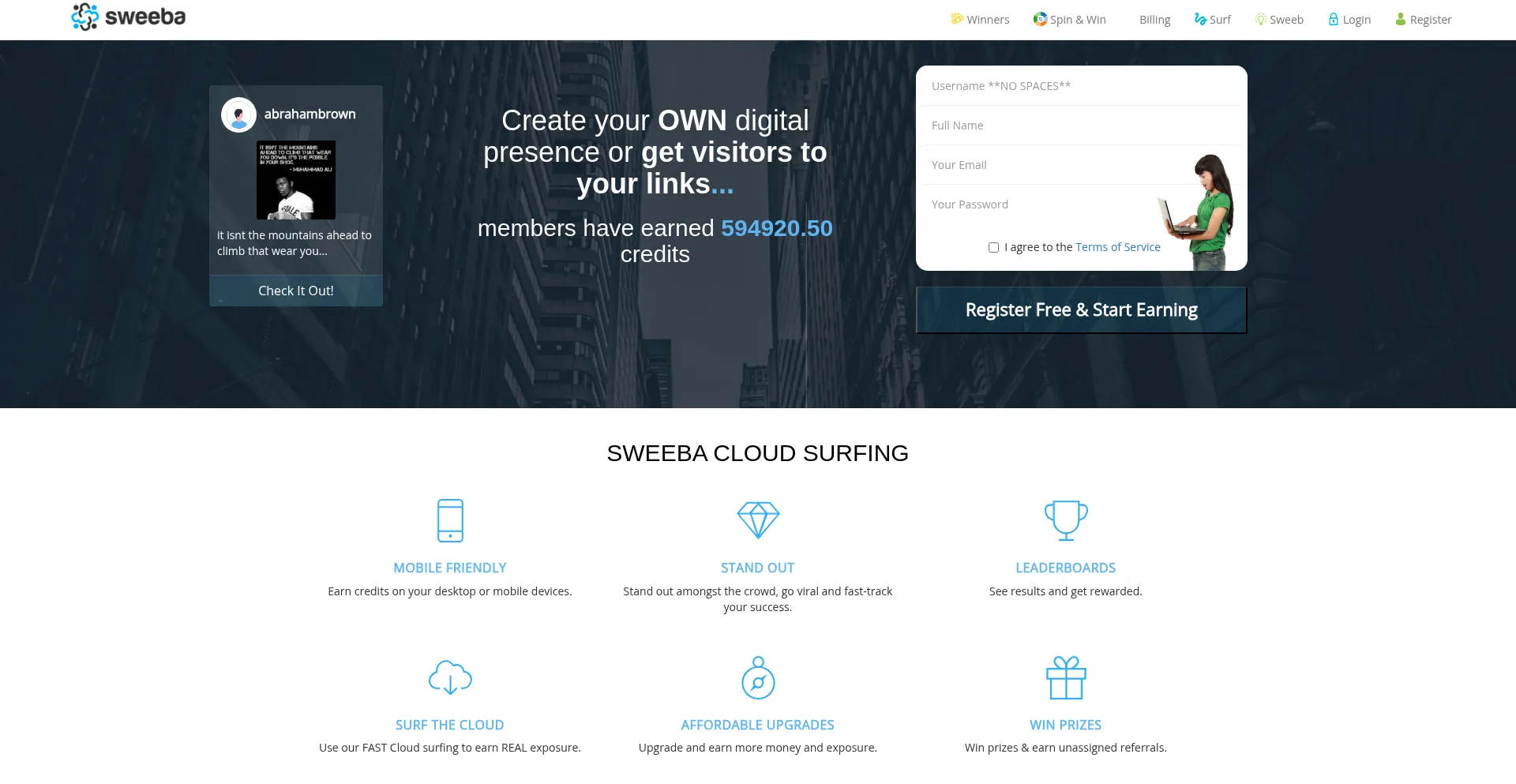 Website screenshot of Sweeba.com