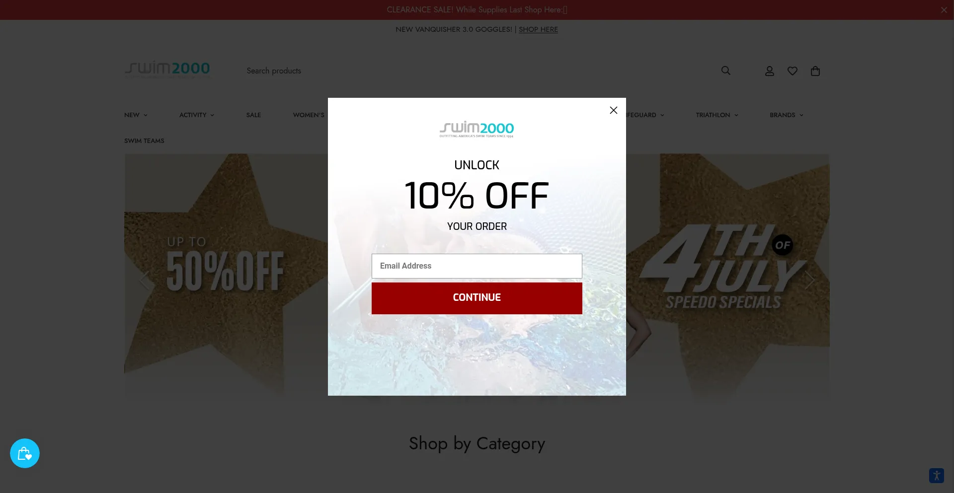 Website screenshot of Swim2000.com