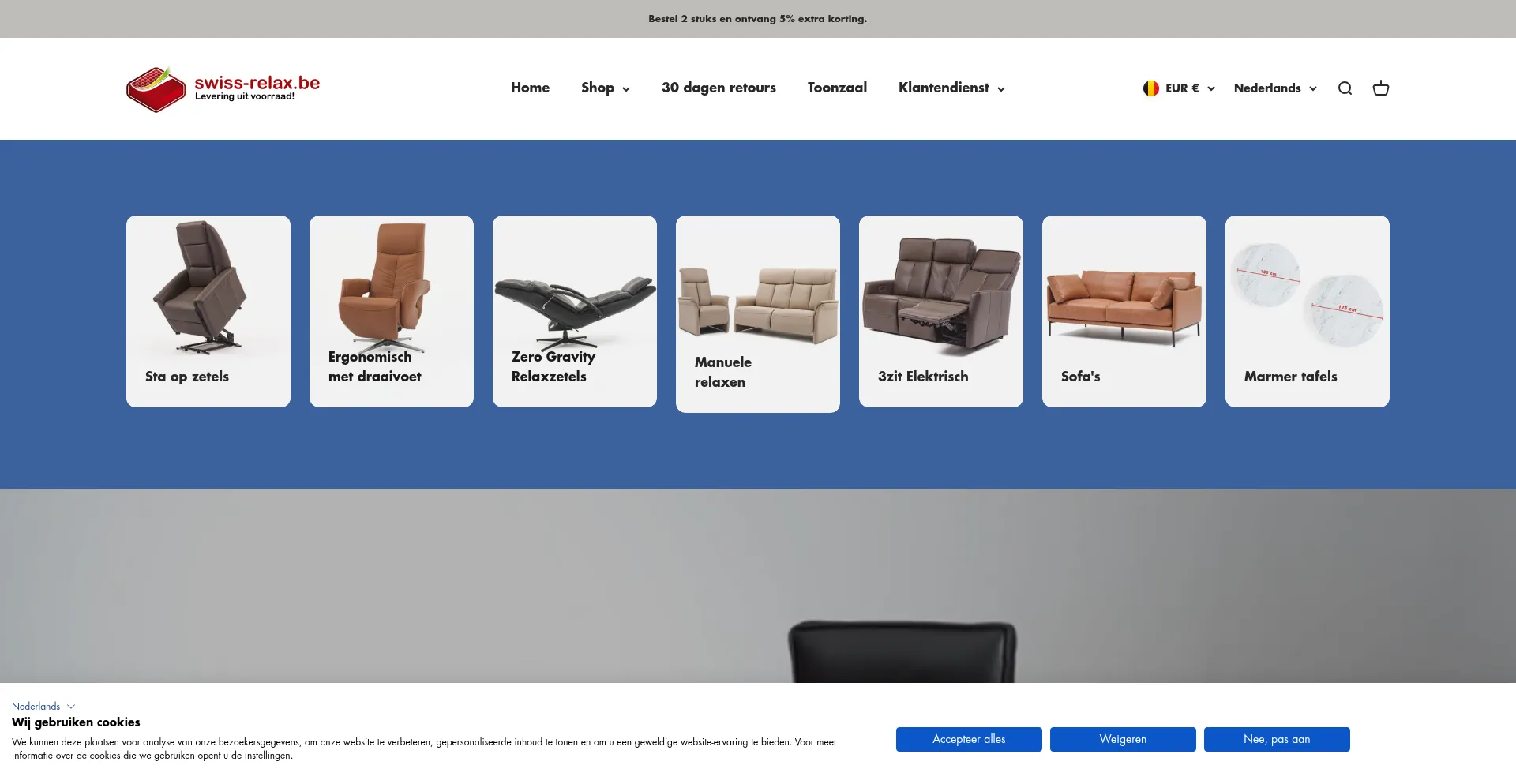 Website screenshot of Swiss-relax.be