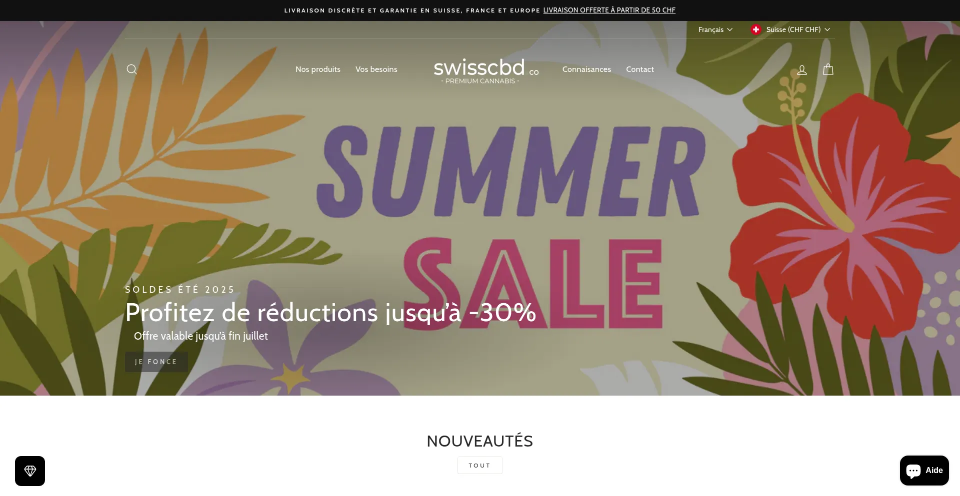 Website screenshot of Swisscbd.co