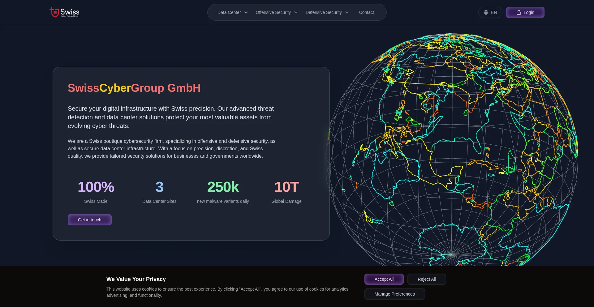 Website screenshot of Swisscybergroup.ch