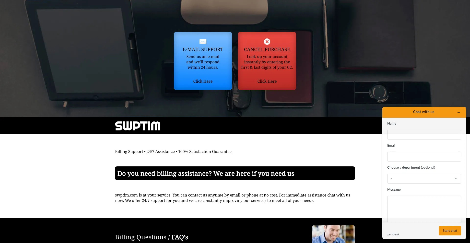 Website screenshot of Swptim.com