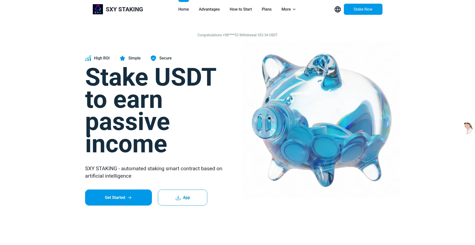 Website screenshot of Sxystaking.vip