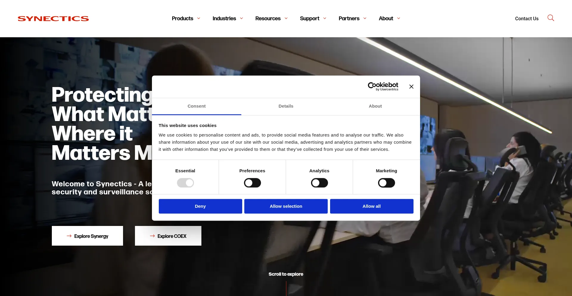 Website screenshot of Synecticsglobal.com