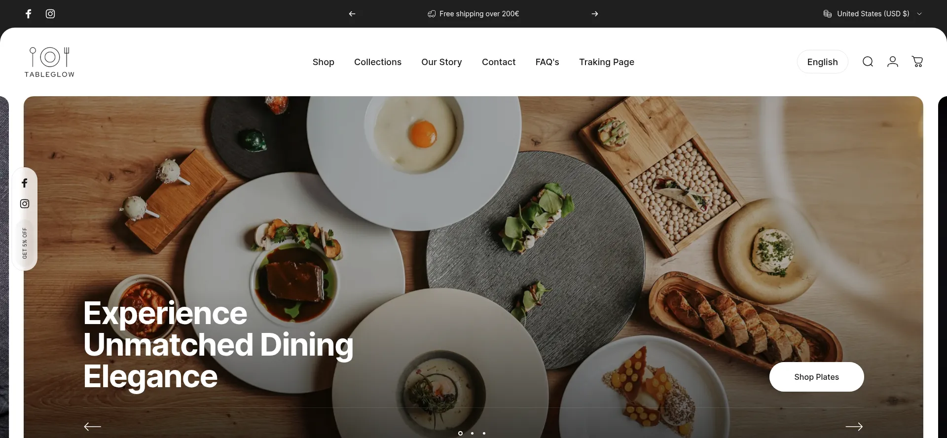 Website screenshot of Tableglow.it