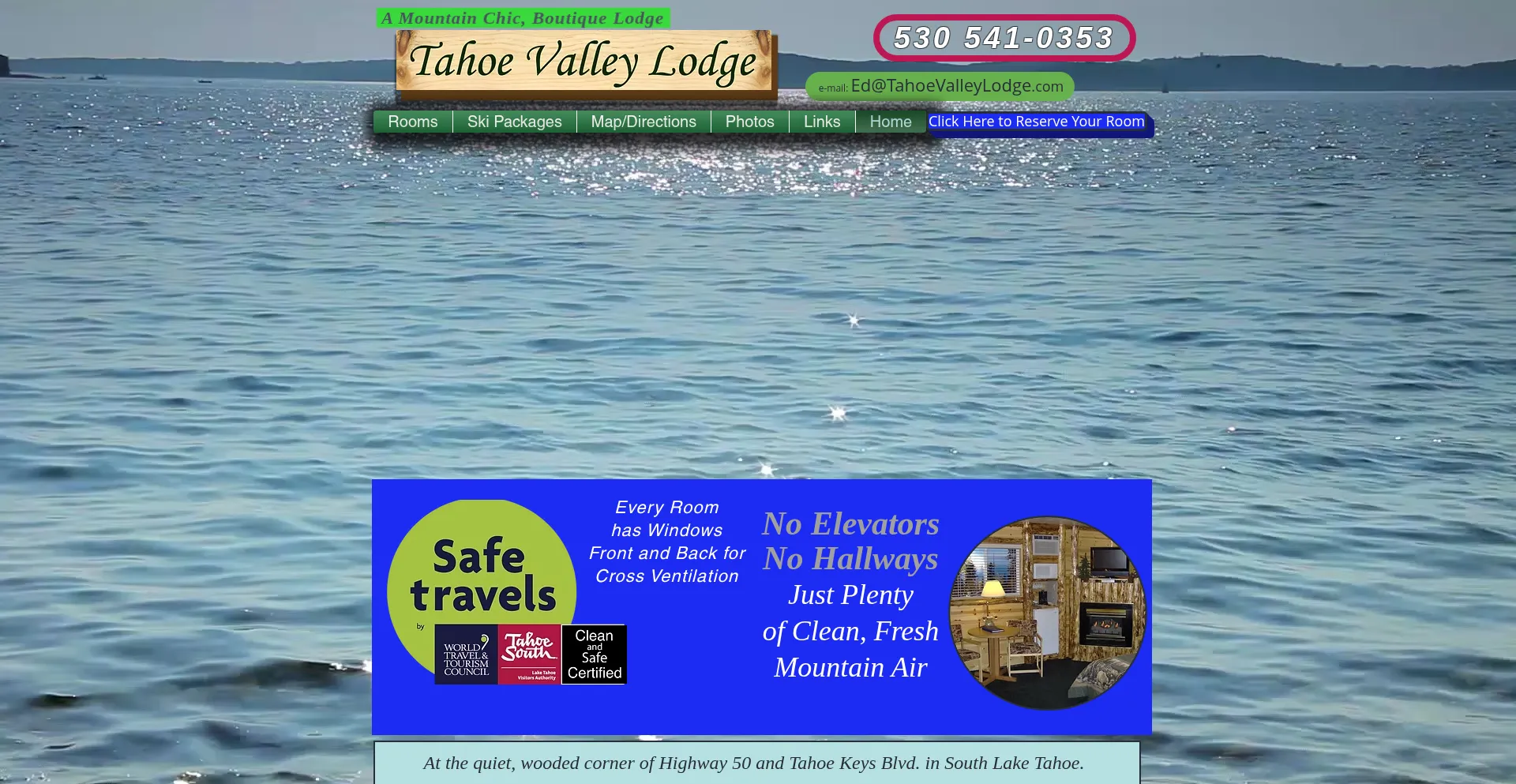 Website screenshot of Tahoevalleylodge.com