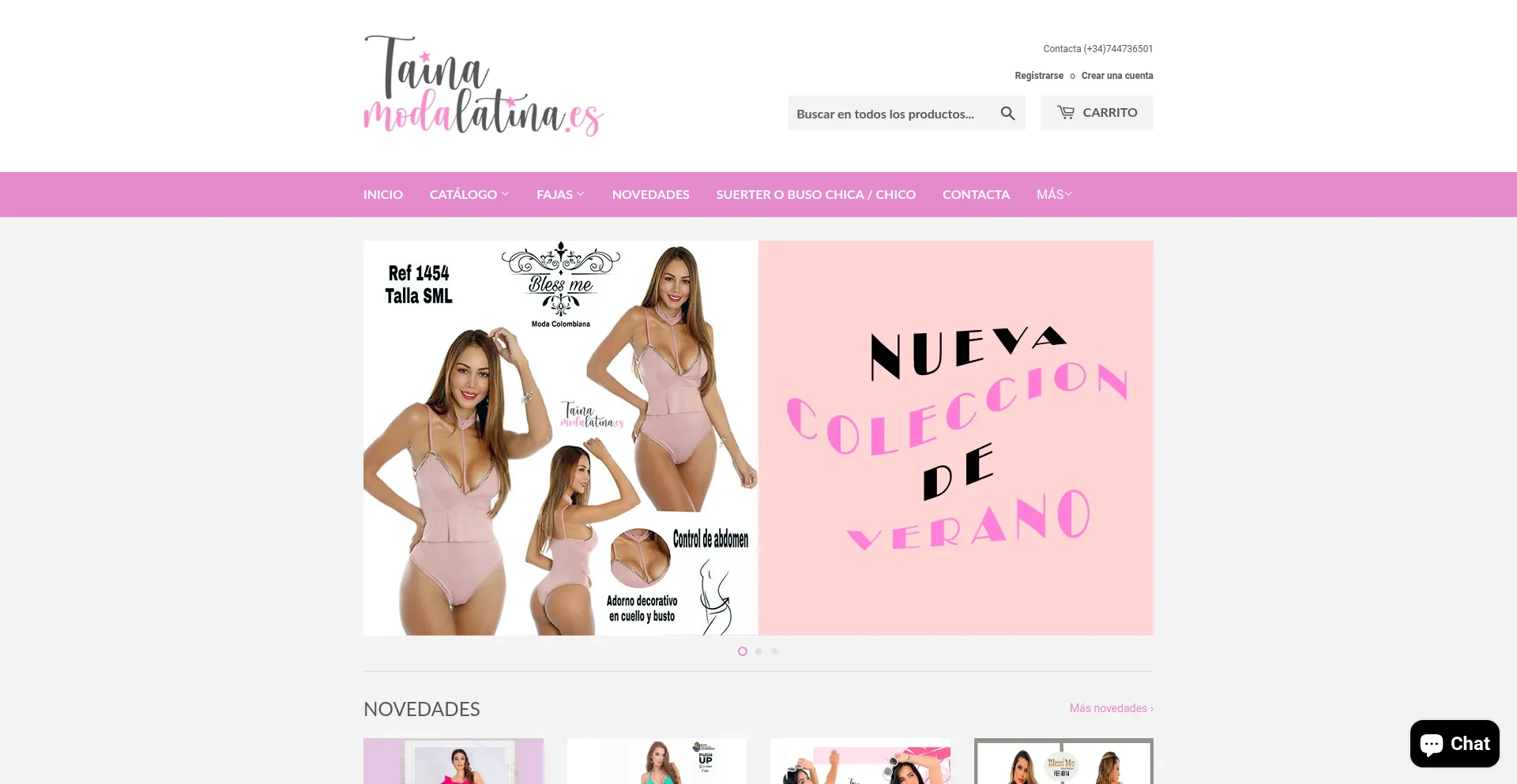 Website screenshot of Tainamodalatina.com