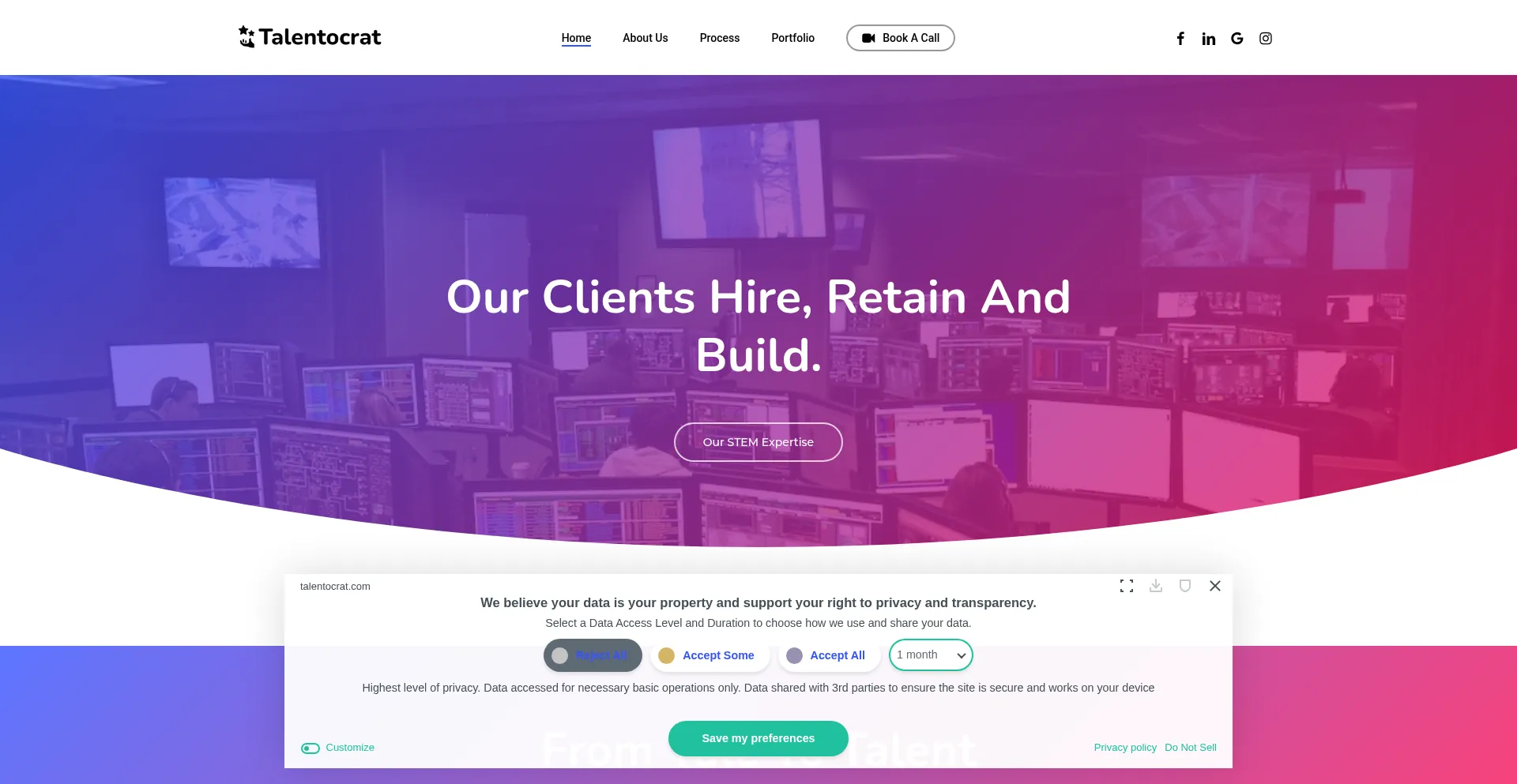 Website screenshot of Talentocrat.com