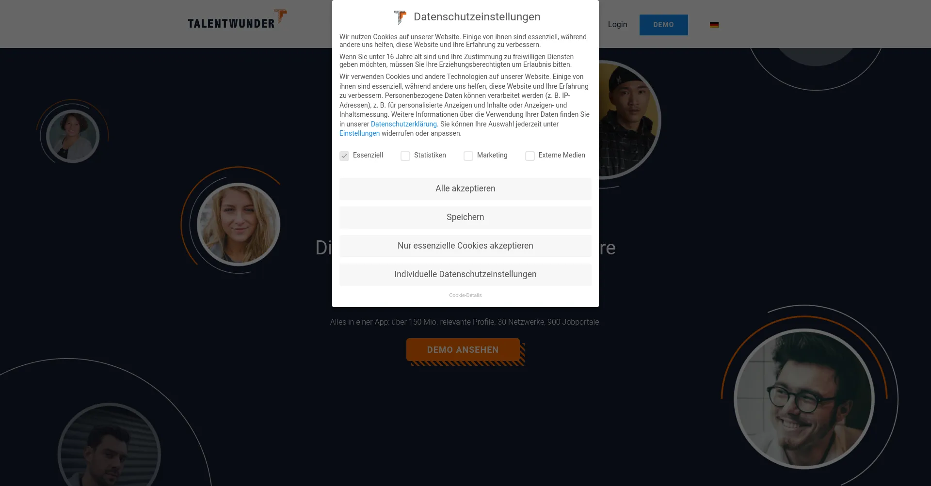 Website screenshot of Talentwunder.com